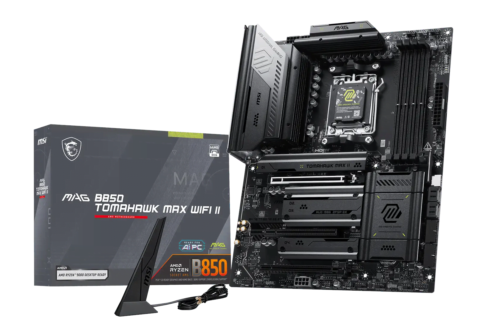 MSI MAG B850 TOMAHAWK MAX WIFI II Bundkort - AMD B850 - AMD AM5 - DDR5 RAM - ATX