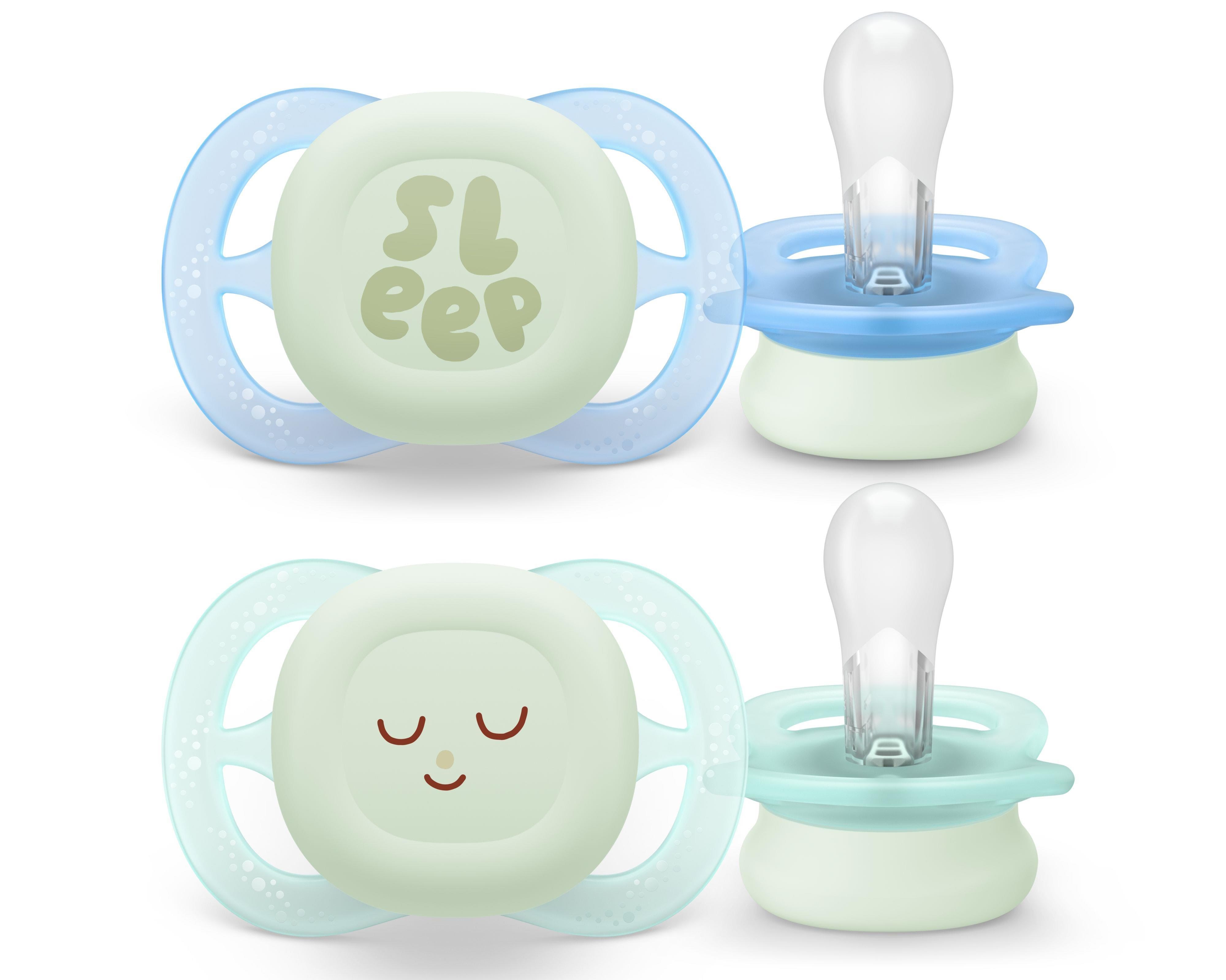 Philips Avent Pacifier ultra start nighttime 4 pack 0-6 mdr. blå/grøn Babyudstyr SCF075/18