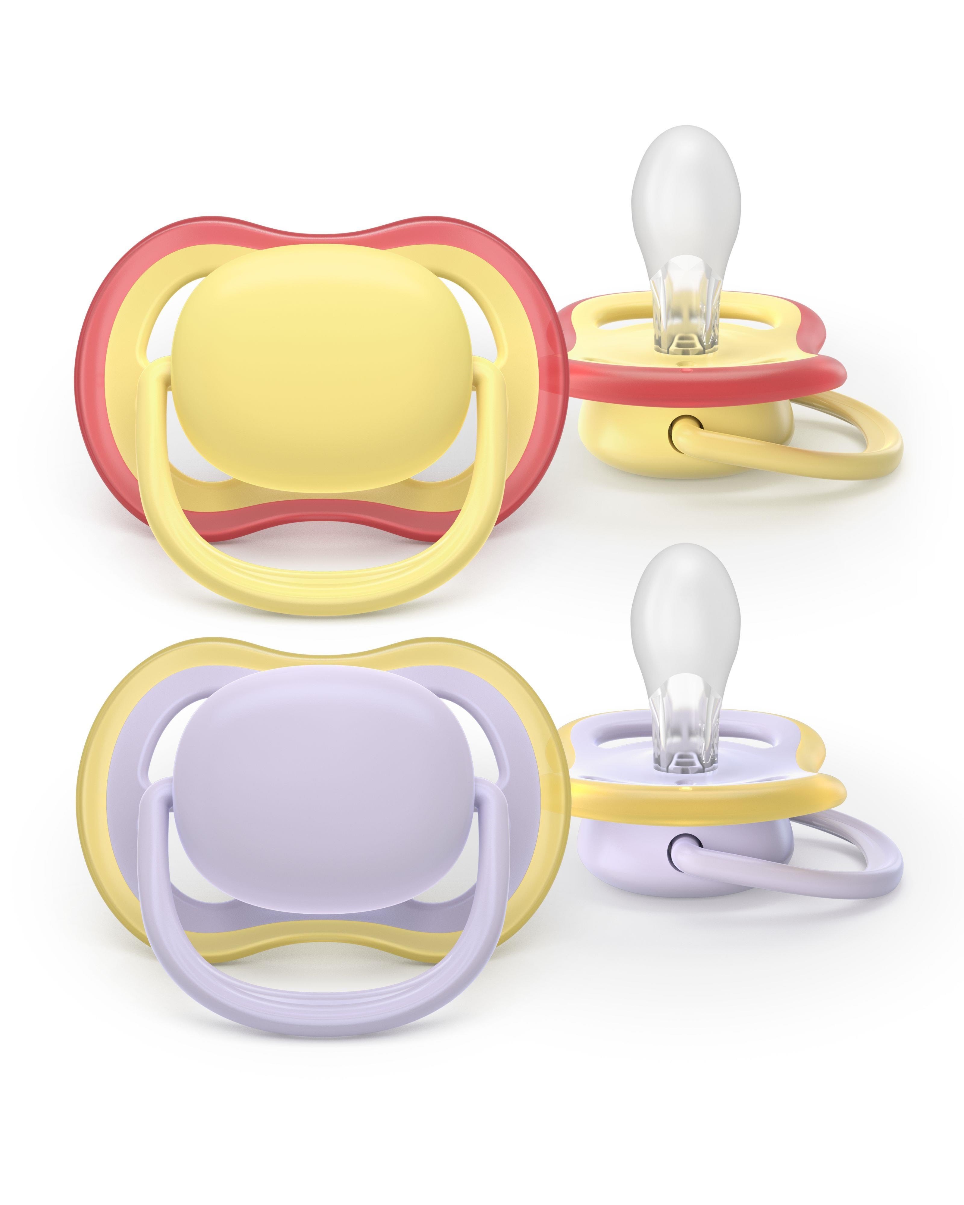 Philips Avent Pacifier ultra air 2 pack 0-6 mdr. gul/pink Babyudstyr SCF087/03