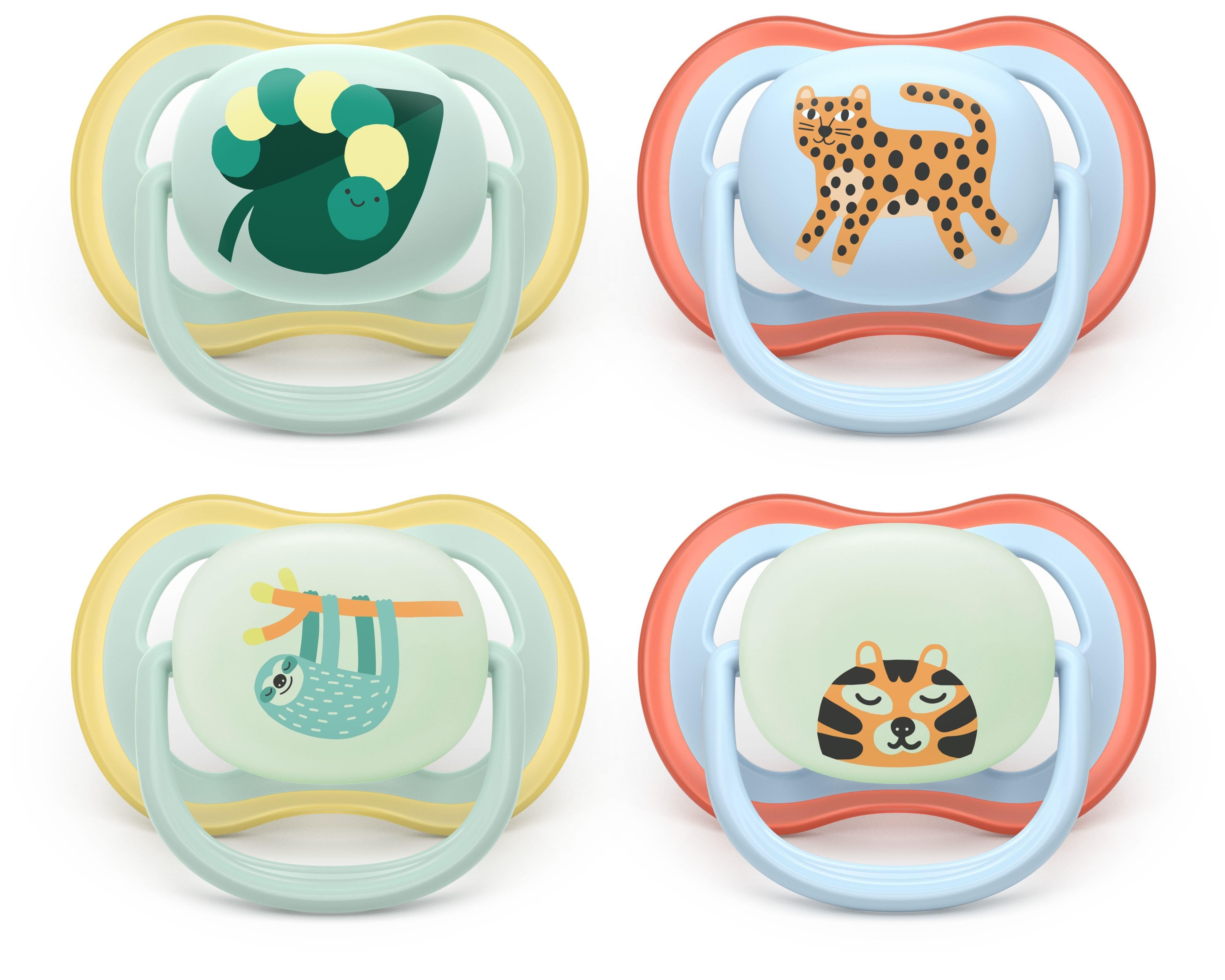 Philips Avent Pacifier ultra air nighttime 4 pack 0-6 mdr. dyremotiver Babyudstyr SCF087/22