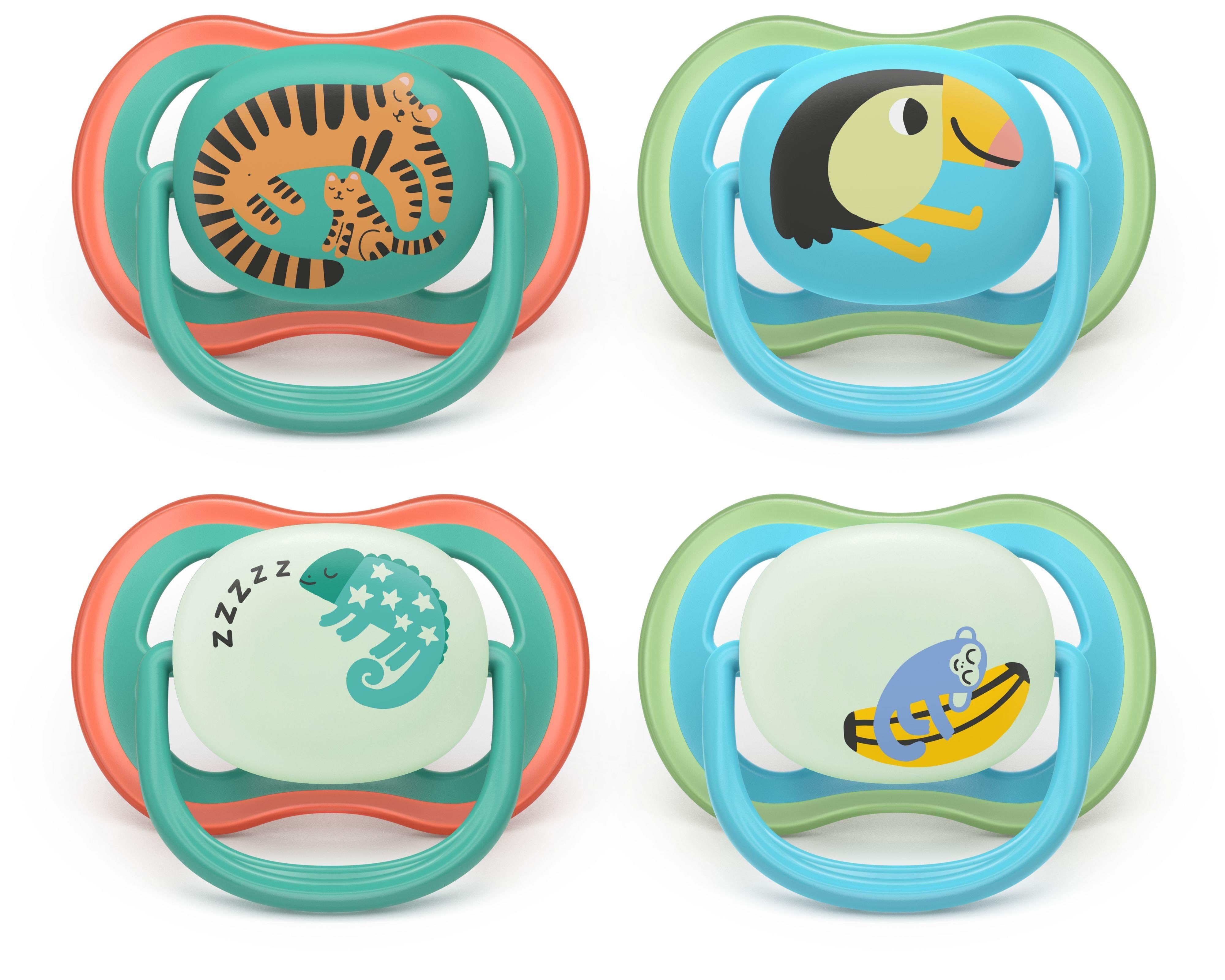 Philips Avent Pacifier ultra air nighttime 4 pack 6-18 mdr. dyremotiver