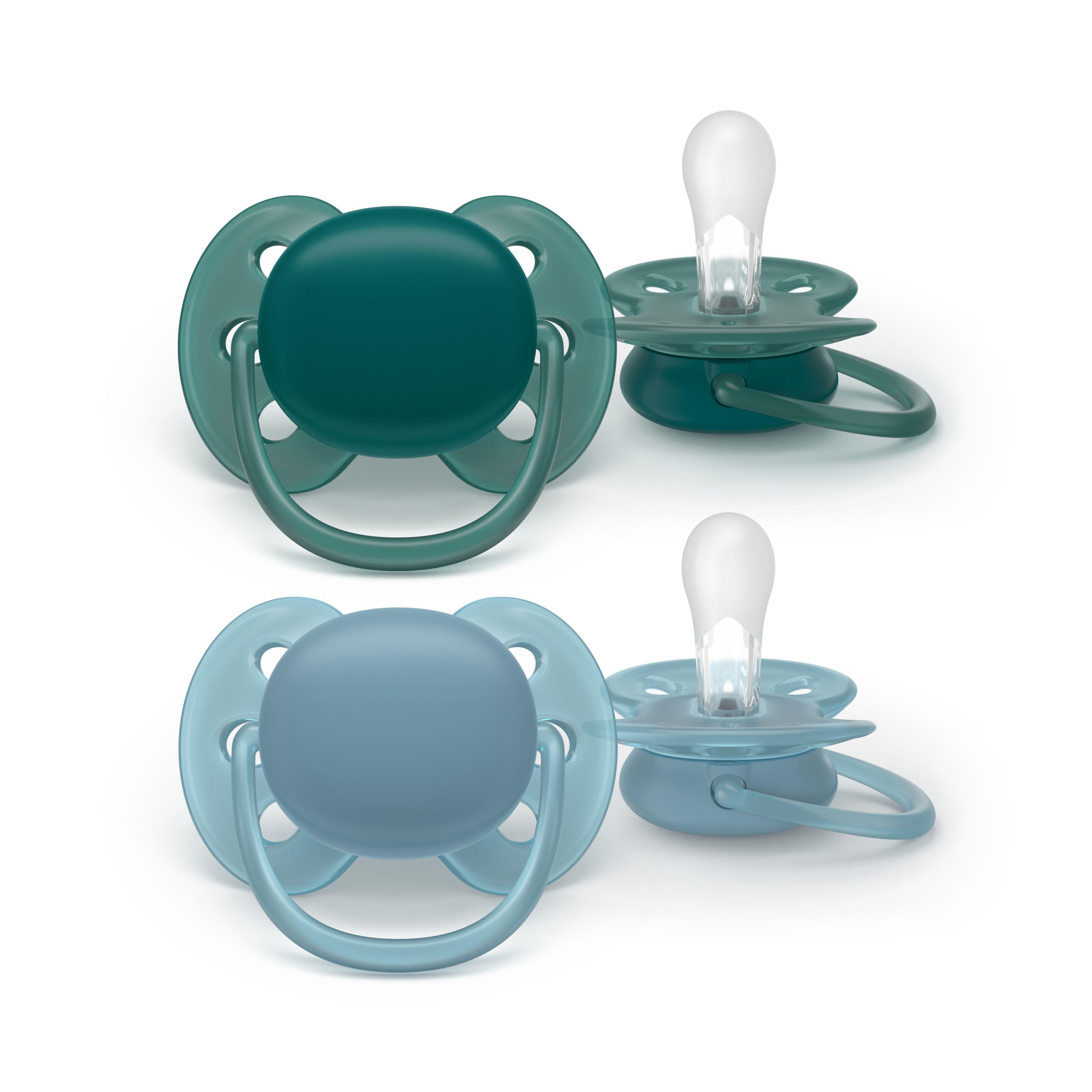 Philips Avent Pacifier ultra soft 2 pack 18+ mdr. grøn/blå Babyudstyr SCF093/02
