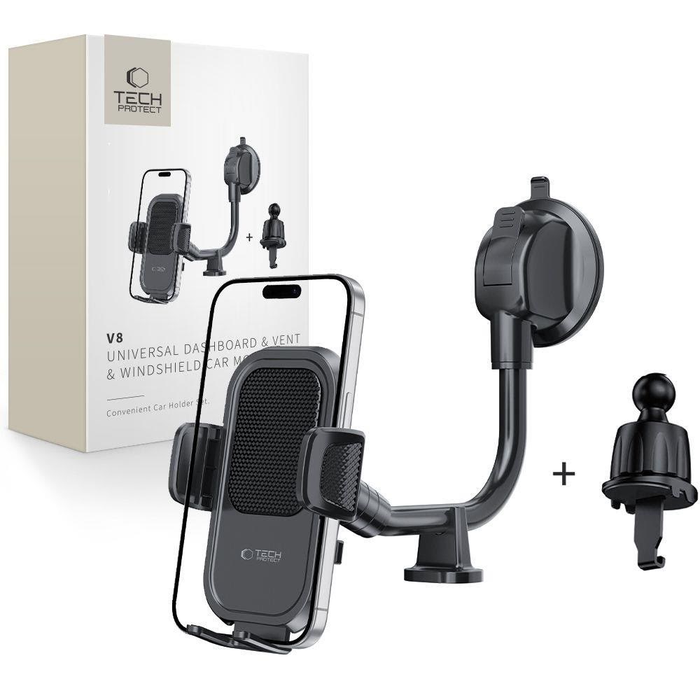 Tech-Protect V8 car mount for mounting on dashboard windshield or air vent grille - black Mobil Tilbehør 5906302360918