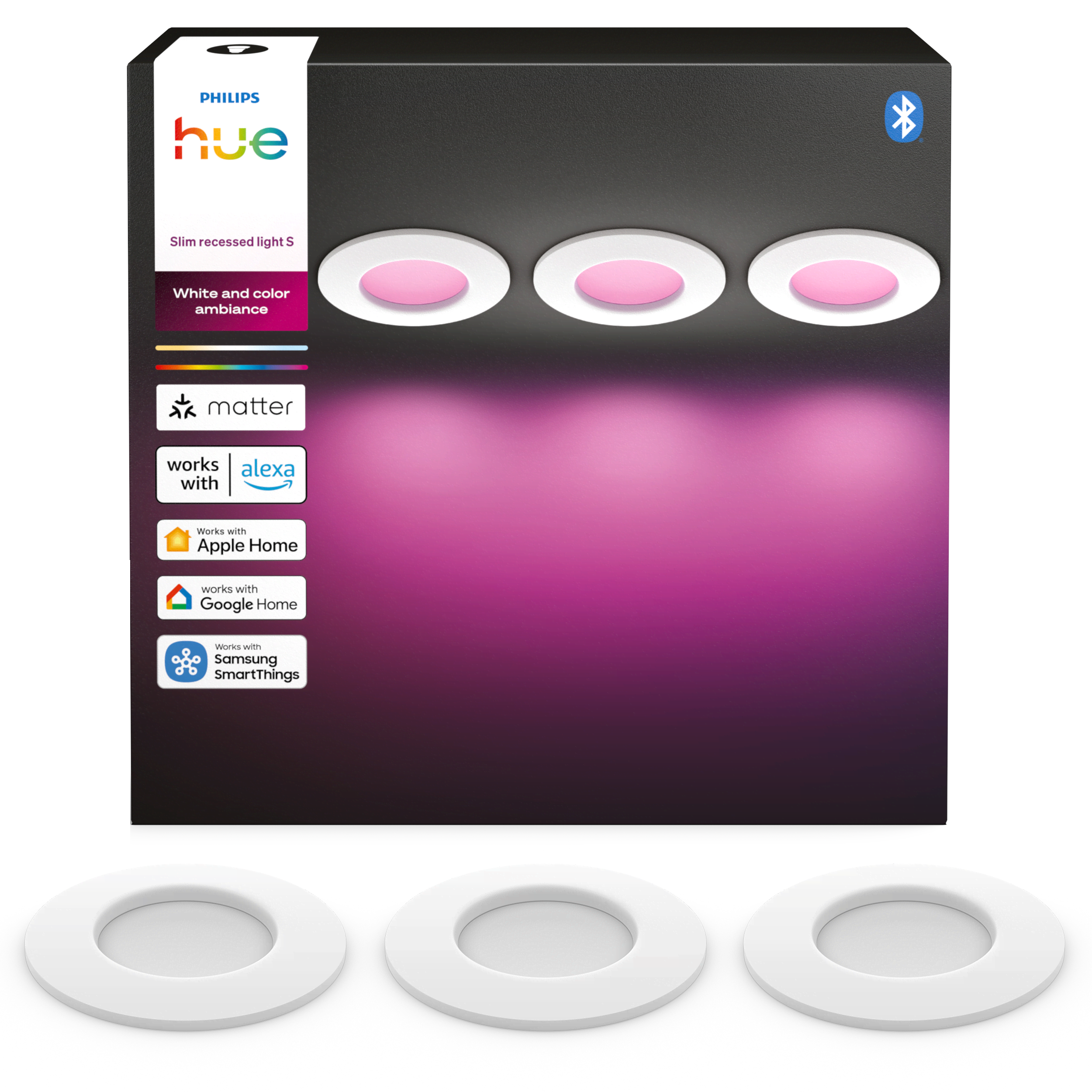 Philips Hue Slim indbygningsspot 90 mm Hvid - 3-pak Smart Home 929004291002