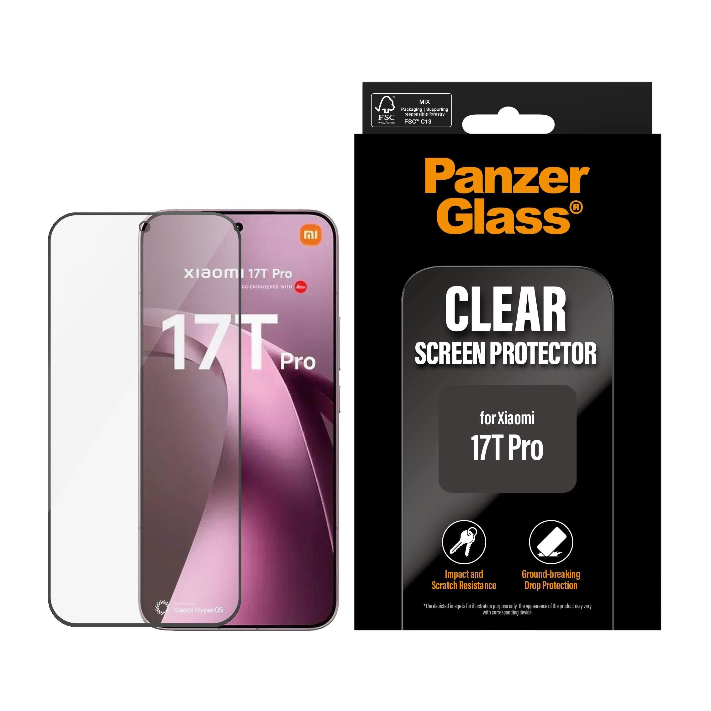 PanzerGlass Screen Protector Xiaomi 17T Pro | Ultra-Wide Fit Beskyttelsesglas PG23740