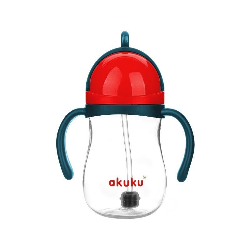 Akuku Non-spill cup with weighted straw BLUE/RED Babyudstyr A0164