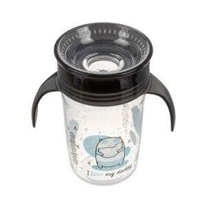 Akuku Non-spill cup 360° 240 ml with dual handle black Babyudstyr A0671