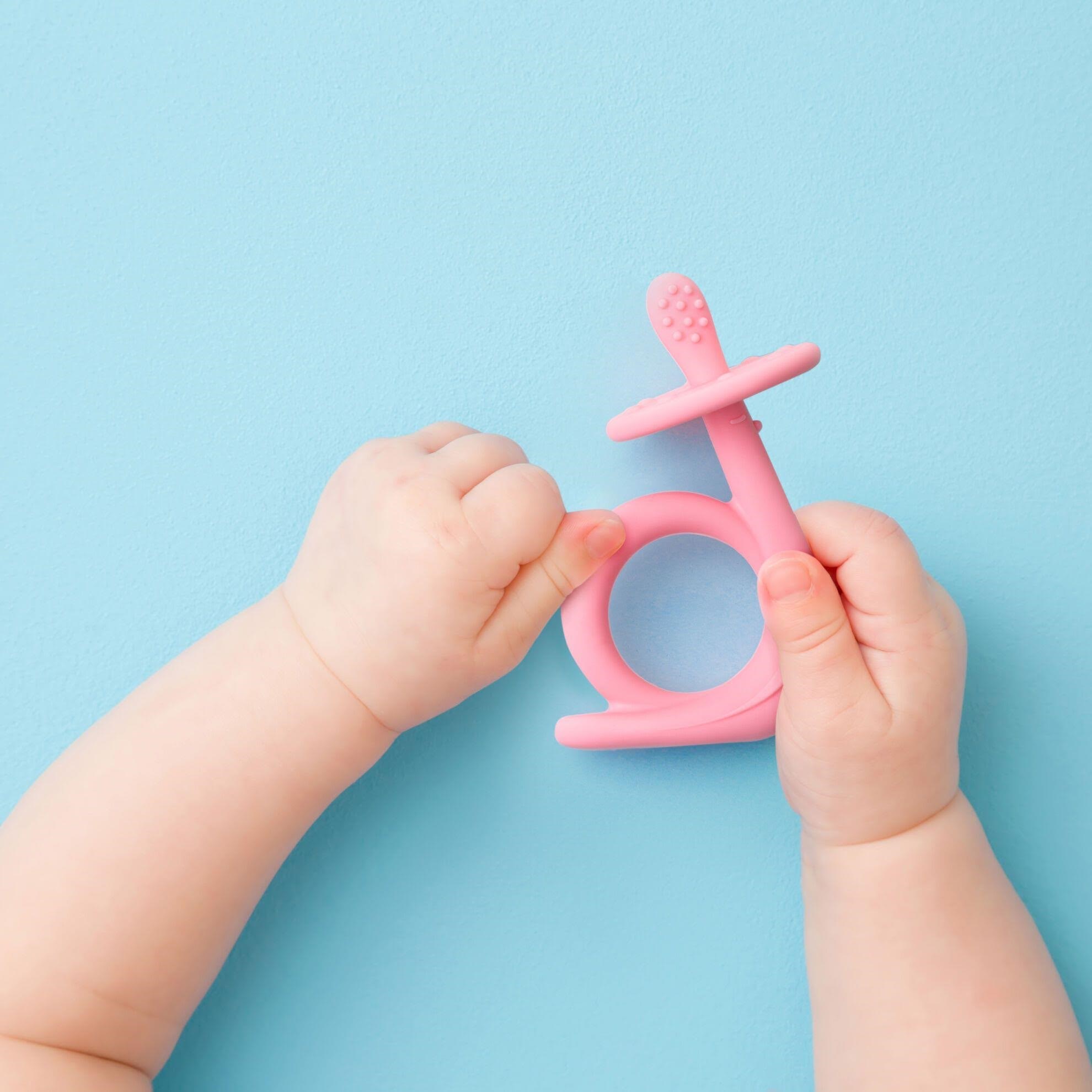 Akuku Silicone teether/toothbrush SNAIL_pink Babyudstyr A0115