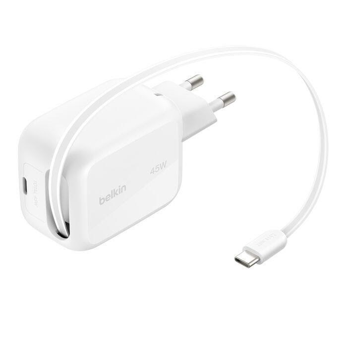 Belkin BoostCharge 45W USB-C with Retractable USB-C Wall Charger - PPS Mobil Oplader WCH023KQWH