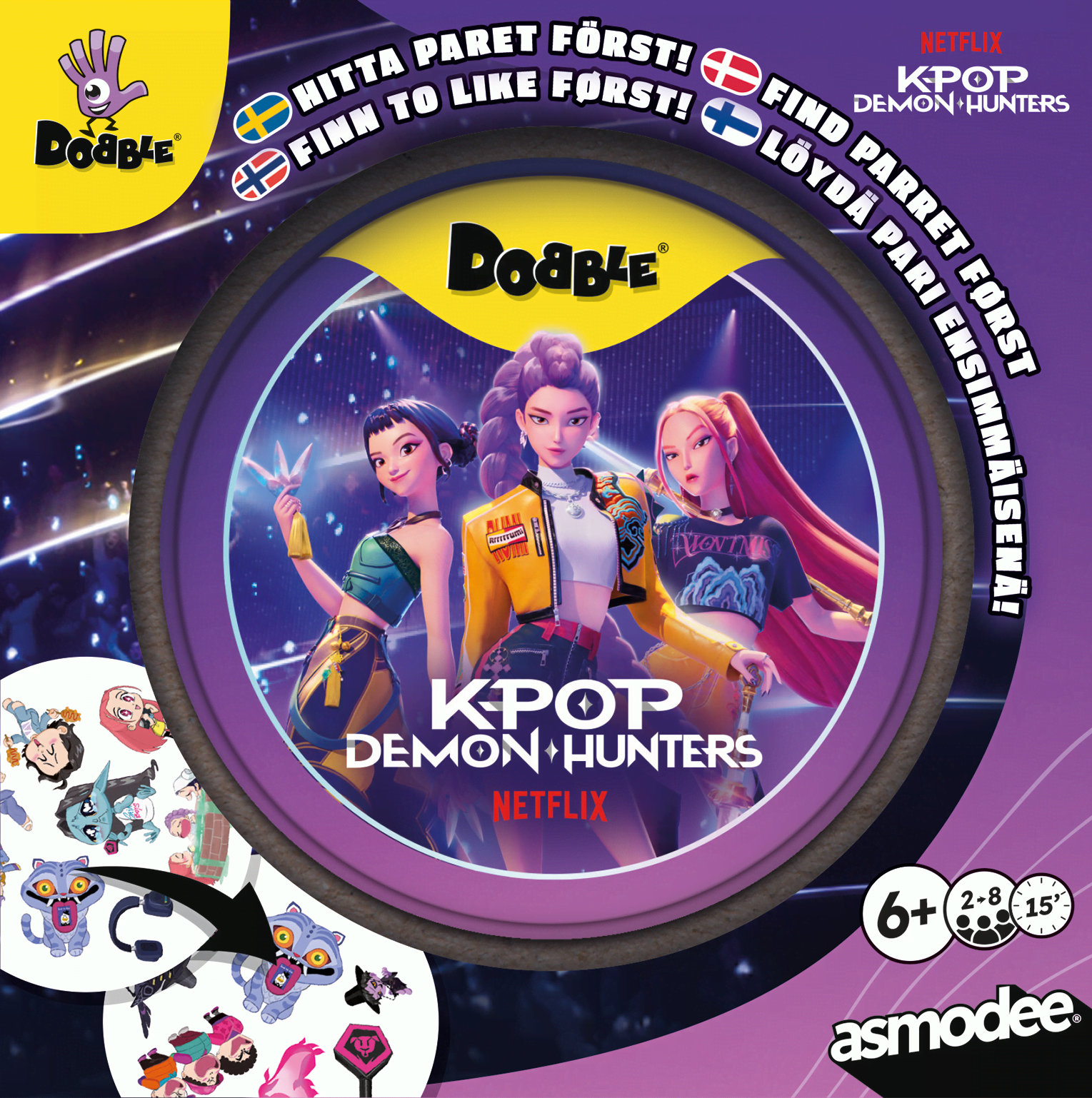 Dobble KPop Demon Hunters (Nordic) Brætspil DOBKDH07ML1