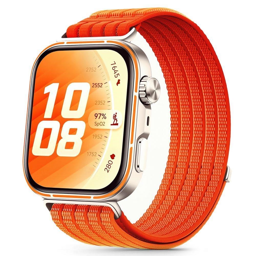 Tech-Protect Nylon Strap on an Huawei Watch Fit 3 / 4 / 4 Pro / 5 / 5 Pro - Orange