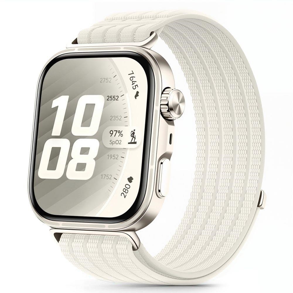 Tech-Protect Nylon Strap an Huawei Watch Fit 3 / 4 / 4 Pro / 5 / 5 Pro - White