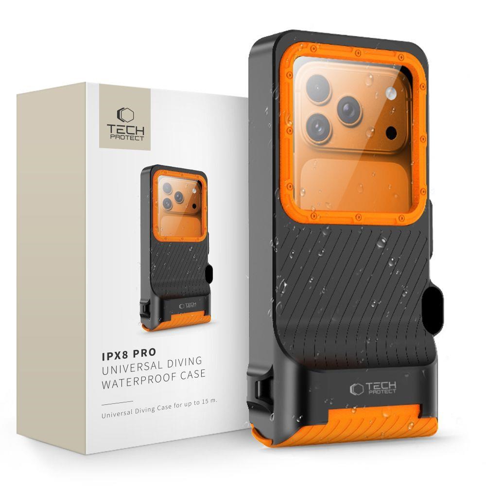 Tech-Protect IPX8 Pro Waterproof Phone Case - Orange and Black Mobilcover 5906302353156