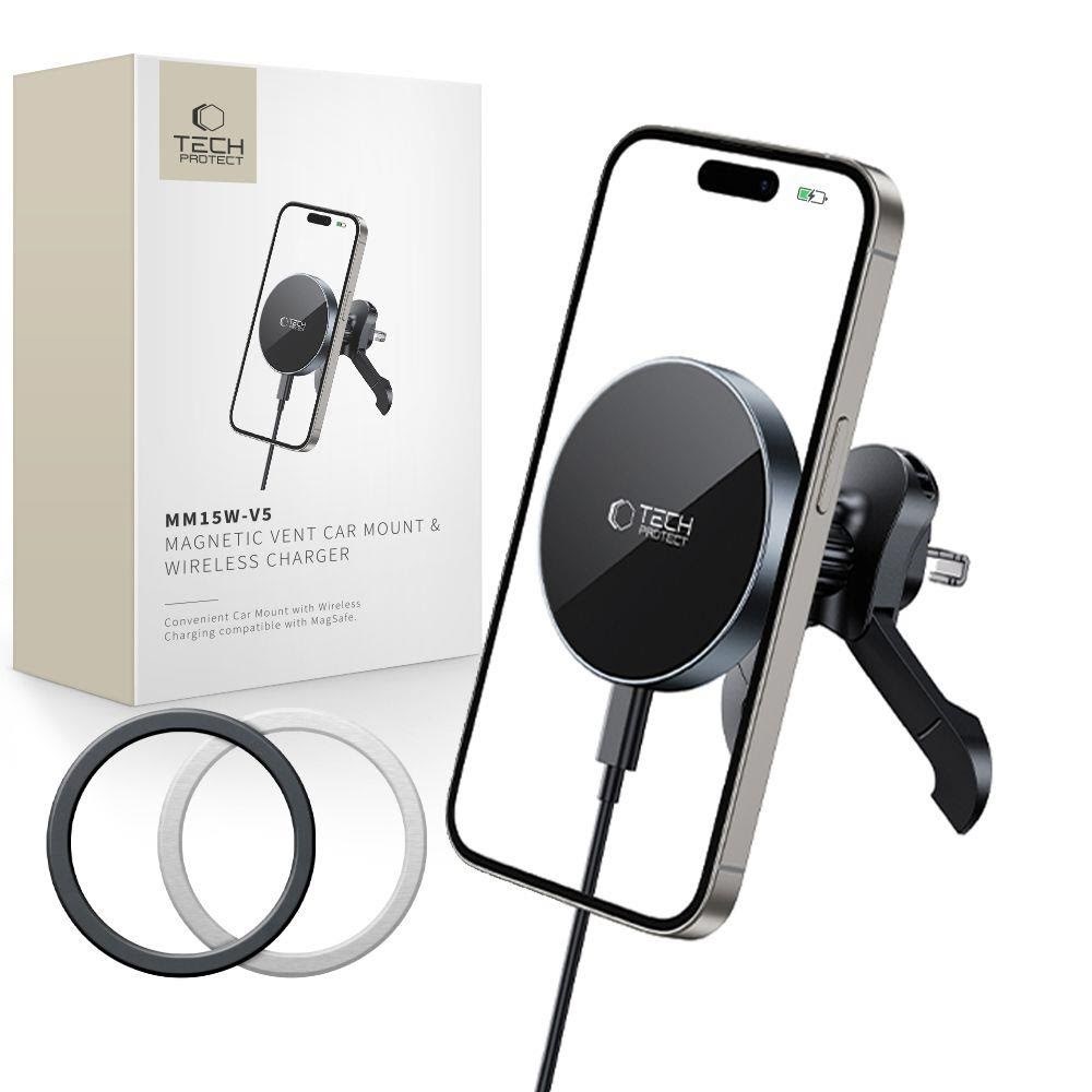 Tech-Protect mm15W-V5 Magnetic MagSafe Car Mount for Air Vent - Black Mobil Oplader 5906302361069