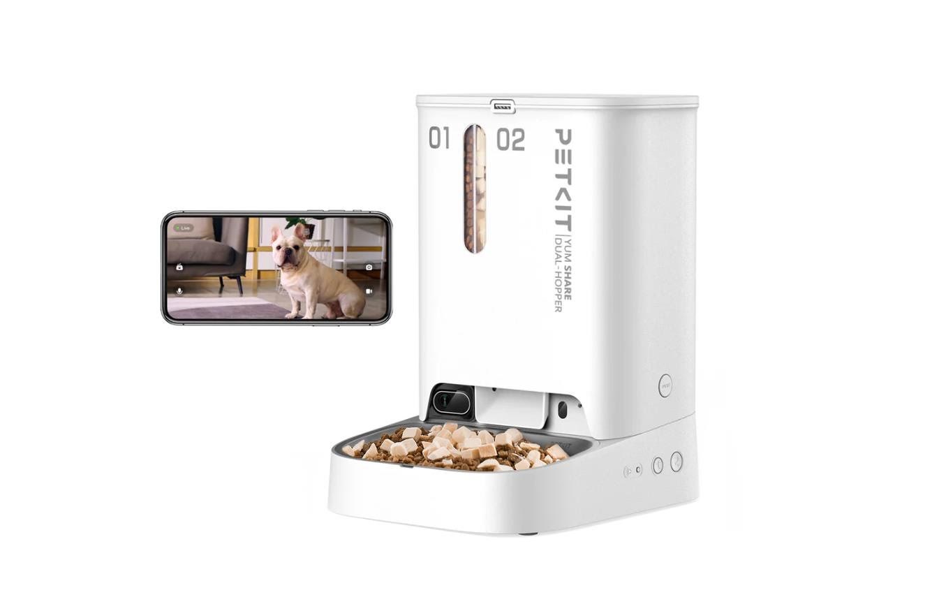 Petkit Feeder with Camera | P591 YumShare Dual-hopper | Capacity 2+3 L | White Katteudstyr