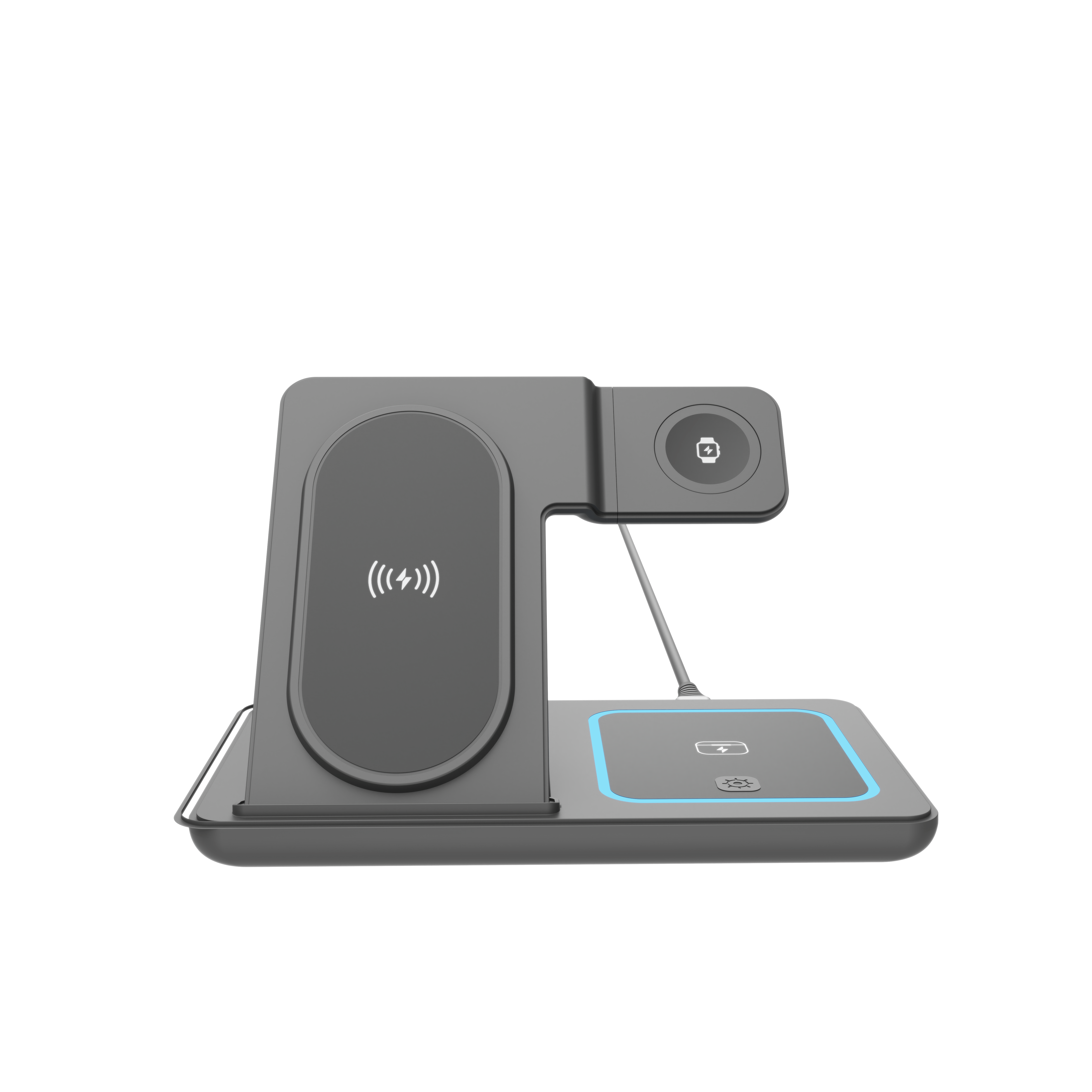 Gembird 3-in-1 foldable wireless charger stand 15 W - Samsung watch Mobil Oplader TA-WPC31S-01-BK