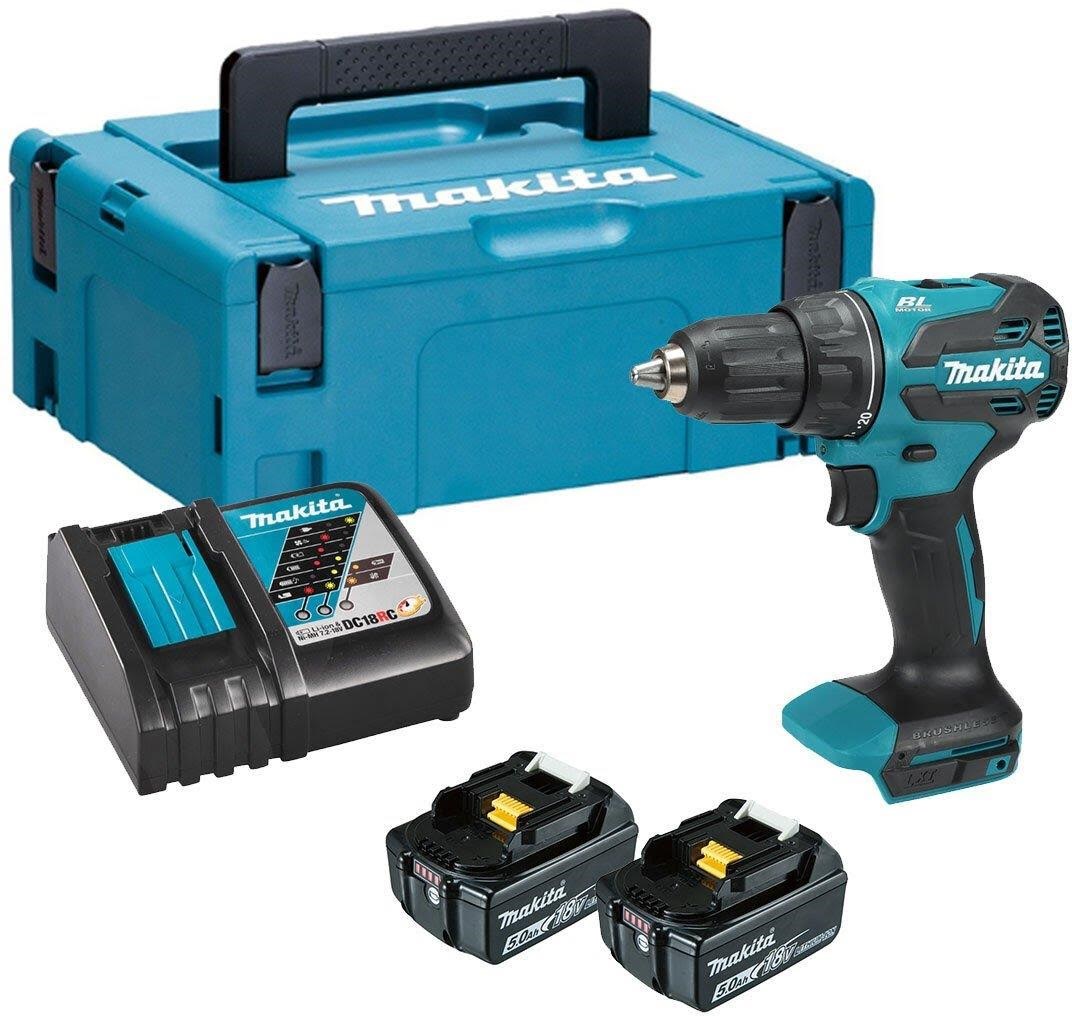 Makita DHP490RTJ Cordless impact drill 18V BL 13mm 65 Nm 2x5.0Ah DC18RC Makpac2