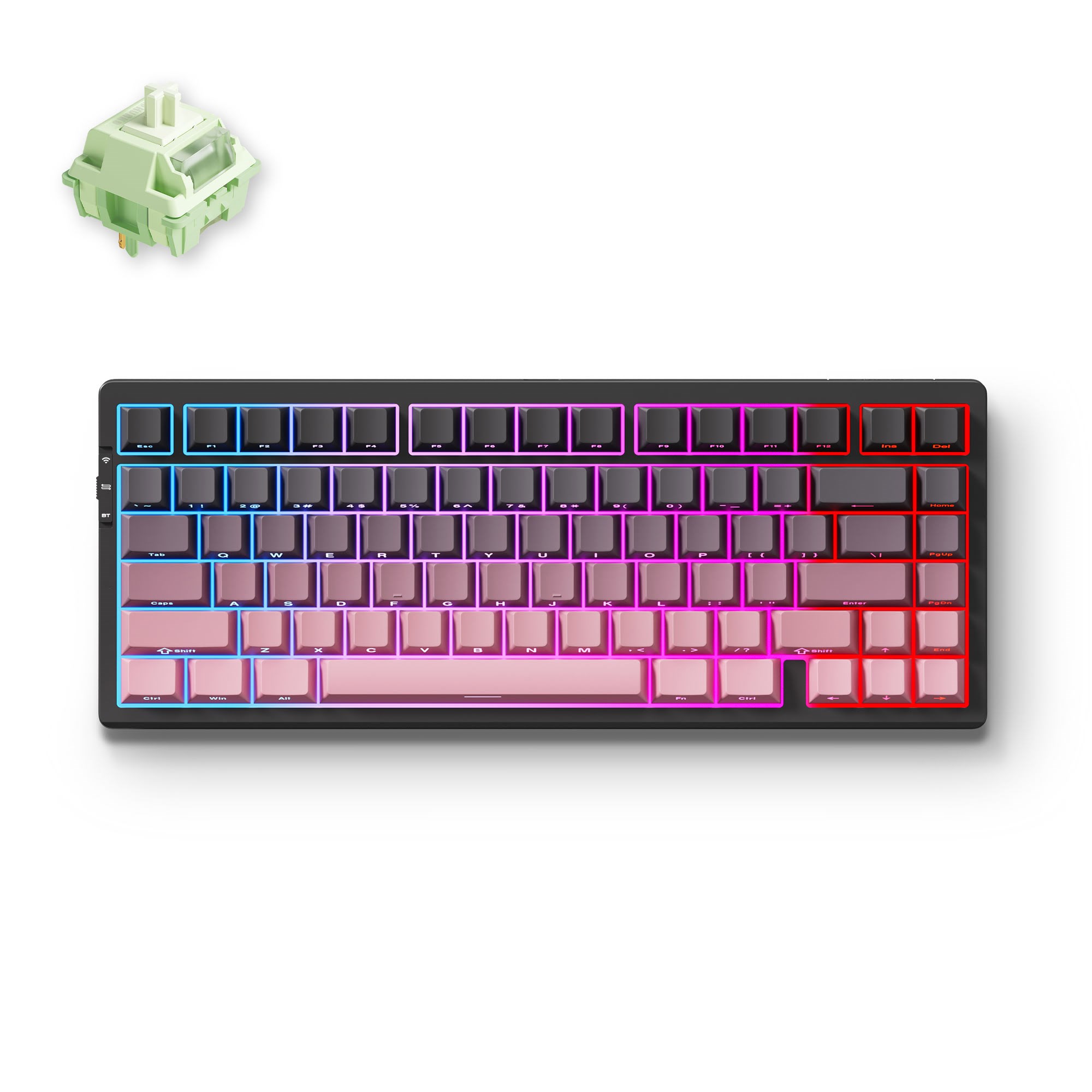 MCHOSE G75 Pro Wireless Gasket Mounted (Black Pink - Matcha Latte Switch V2) - Gaming Tastatur - Uden Numpad - Amerikansk engelsk - Pink