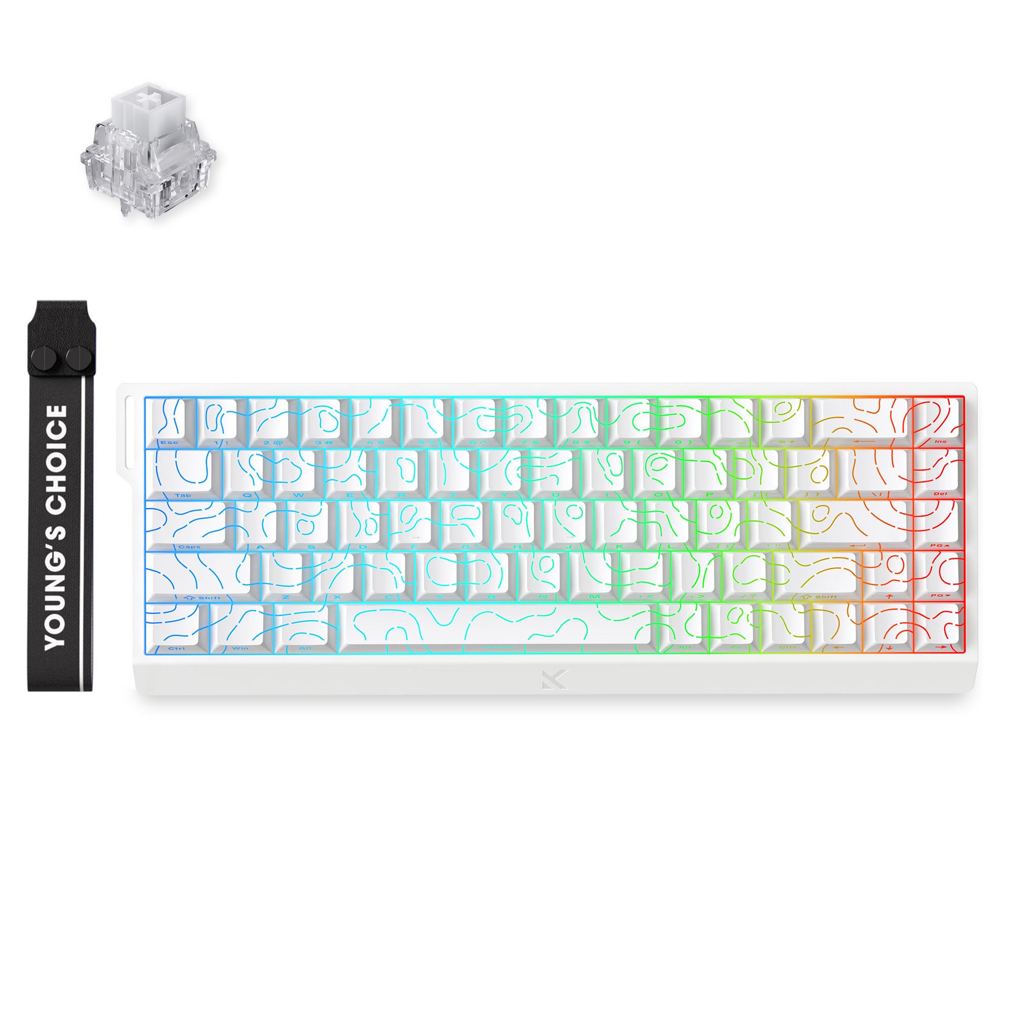 MCHOSE Ace 68 Ice Rhino Magnetic Hall Effect Magnetic - Gaming Tastatur - Uden Numpad - Amerikansk engelsk - Hvid