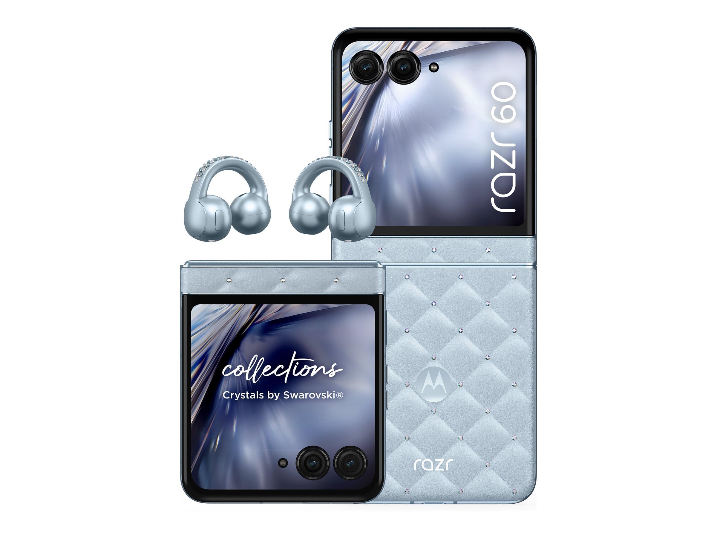 Motorola razr 60 256GB/8GB - PANTONE Ice Melt - with moto buds loop with crystals by Swarovski Mobiltelefon Blå PB860055SE
