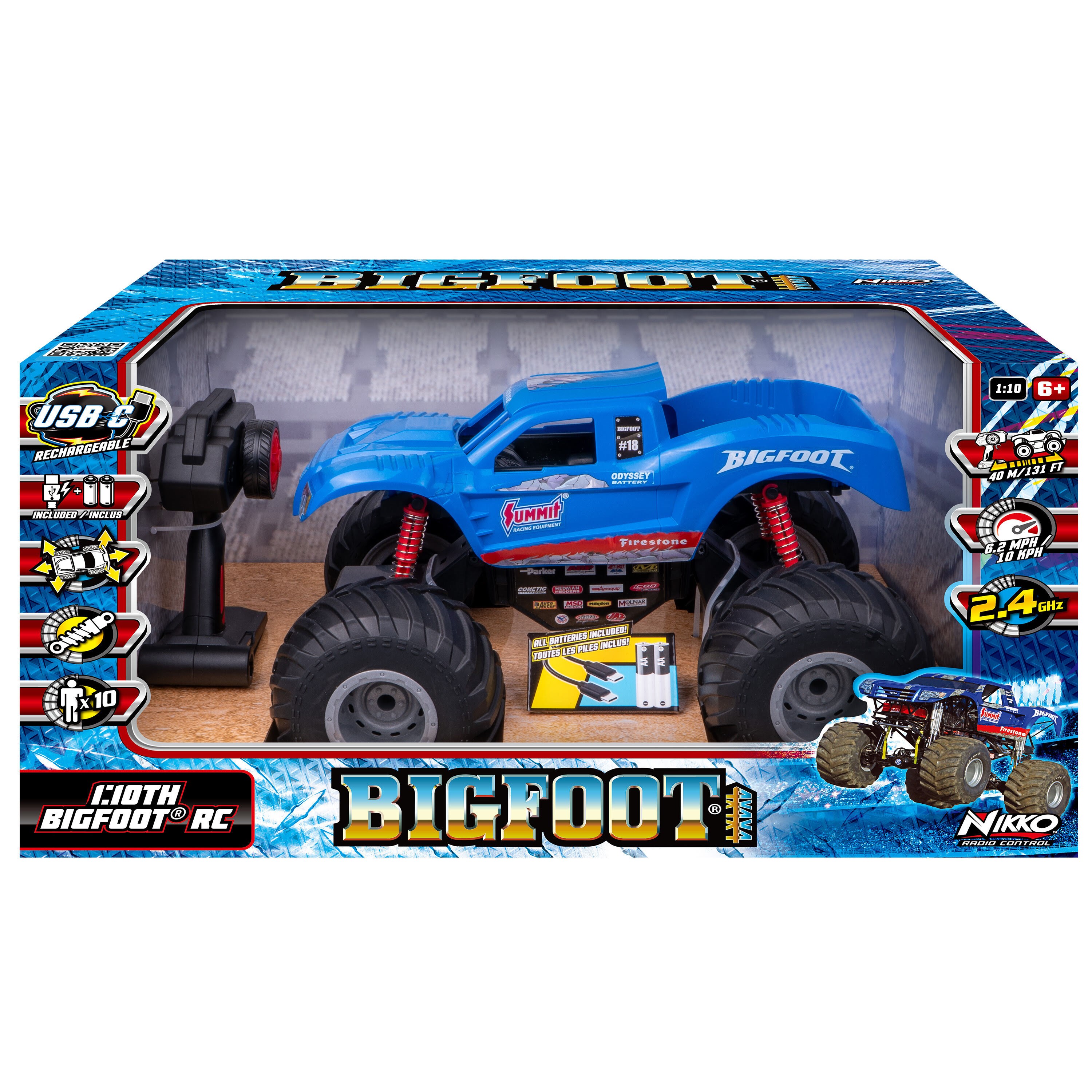 Nikko BIGFOOT Traditional RC 1:10 38 cm Blue Fjernstyret Bil 10811