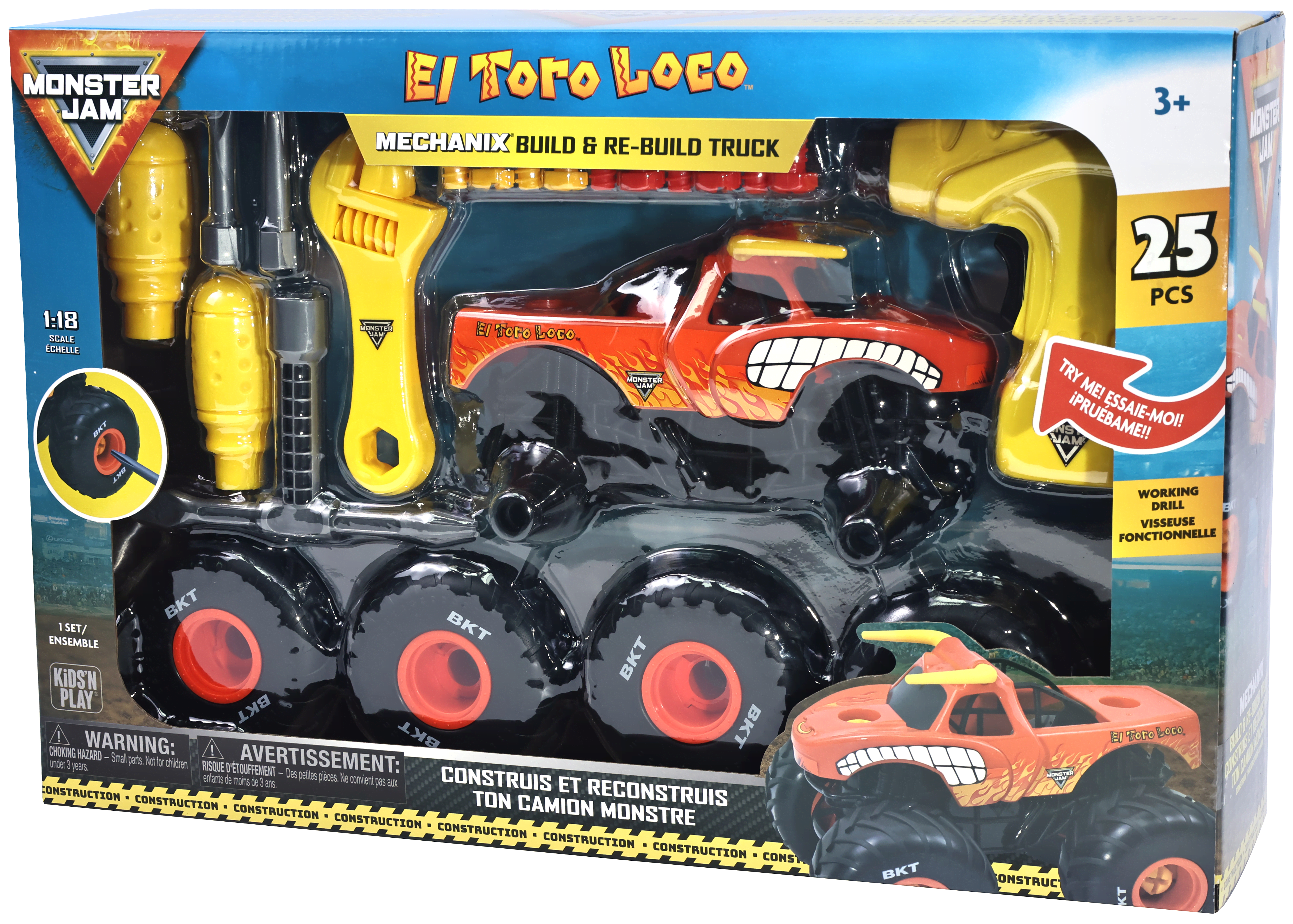 Monster Jam Mechanix 1:18 Build N ReBuild El Toro Legetøjsbil 5004586