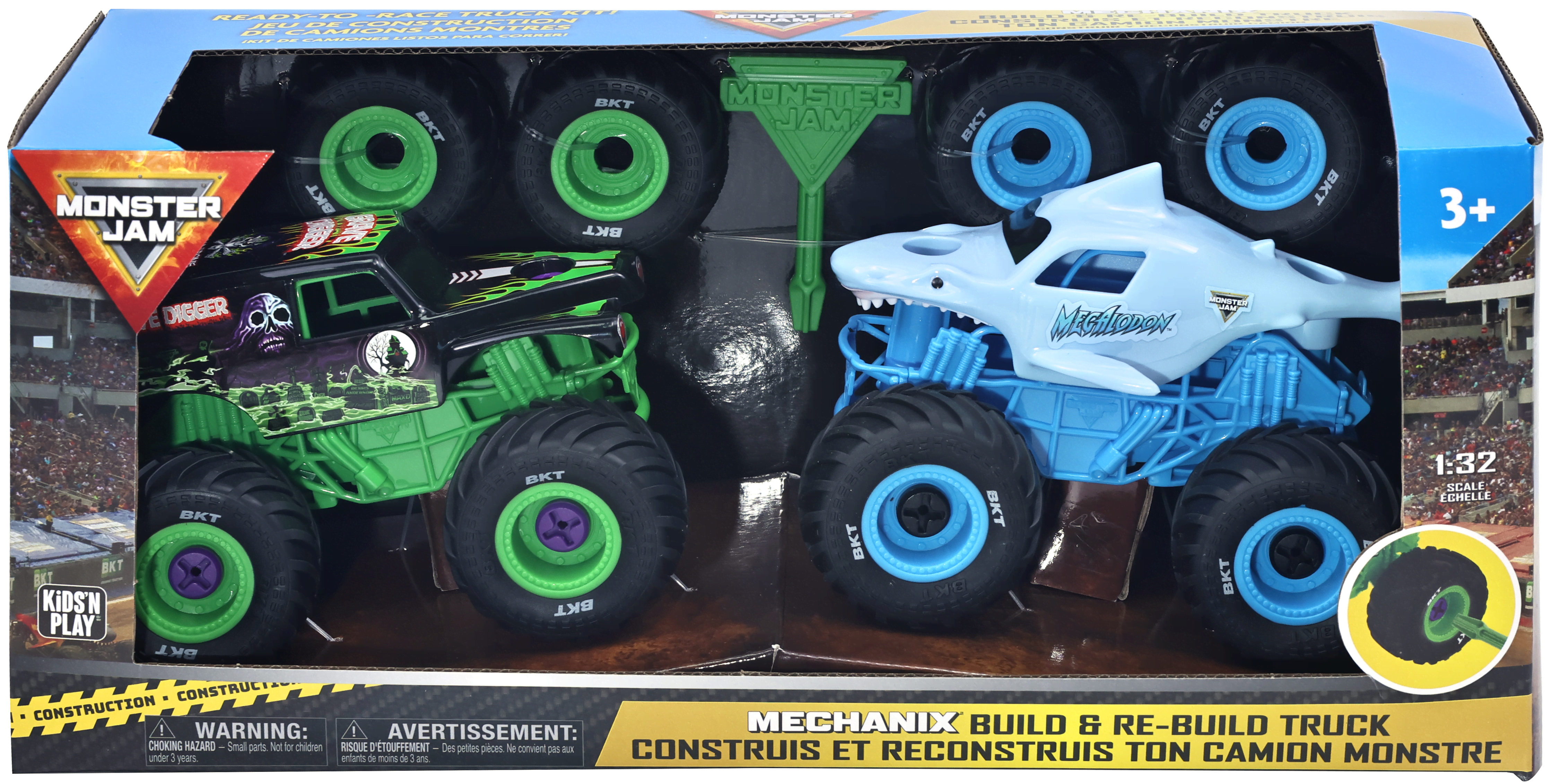 Monster Jam Mechanix 1:32 Build N Re-Build 2 pk GD Legetøjsbil 5004598