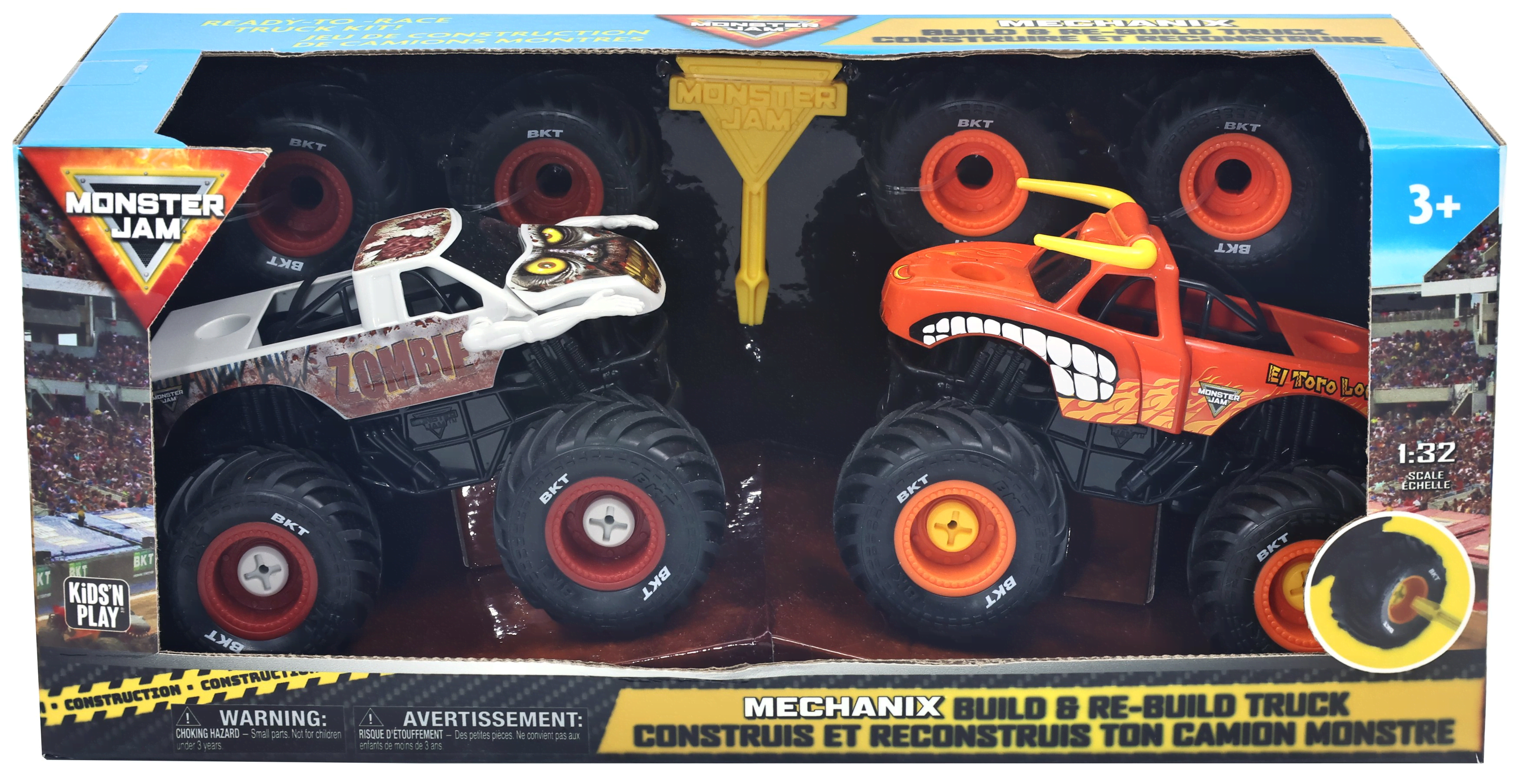 Monster Jam Mechanix 1:32 Build N Re-Build 2 pk ET Legetøjsbil 5004600