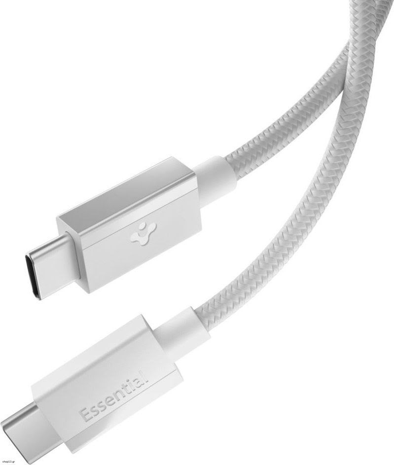 Spigen Essential USB-C to USB-C 60W Fabric Cable - 1.5m - White Usb Kabel Hvid ACA10416