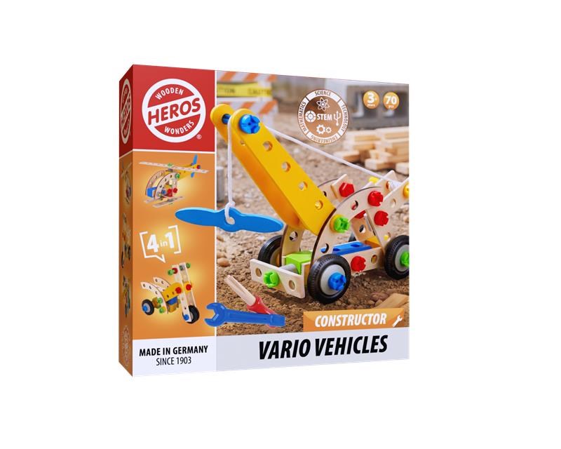 Heros FSC Constructor - 4-i-1, Vario-køretøjer, 70 stk. Trælegetøj HE0026
