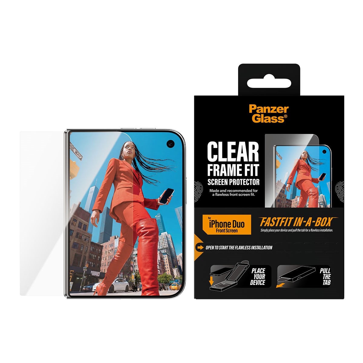 PanzerGlass Screen Protector Apple iPhone Duo | Ultra-Wide Fit w. FASTFIT IN-A-BOX (sub-screen) Beskyttelsesglas PG42215