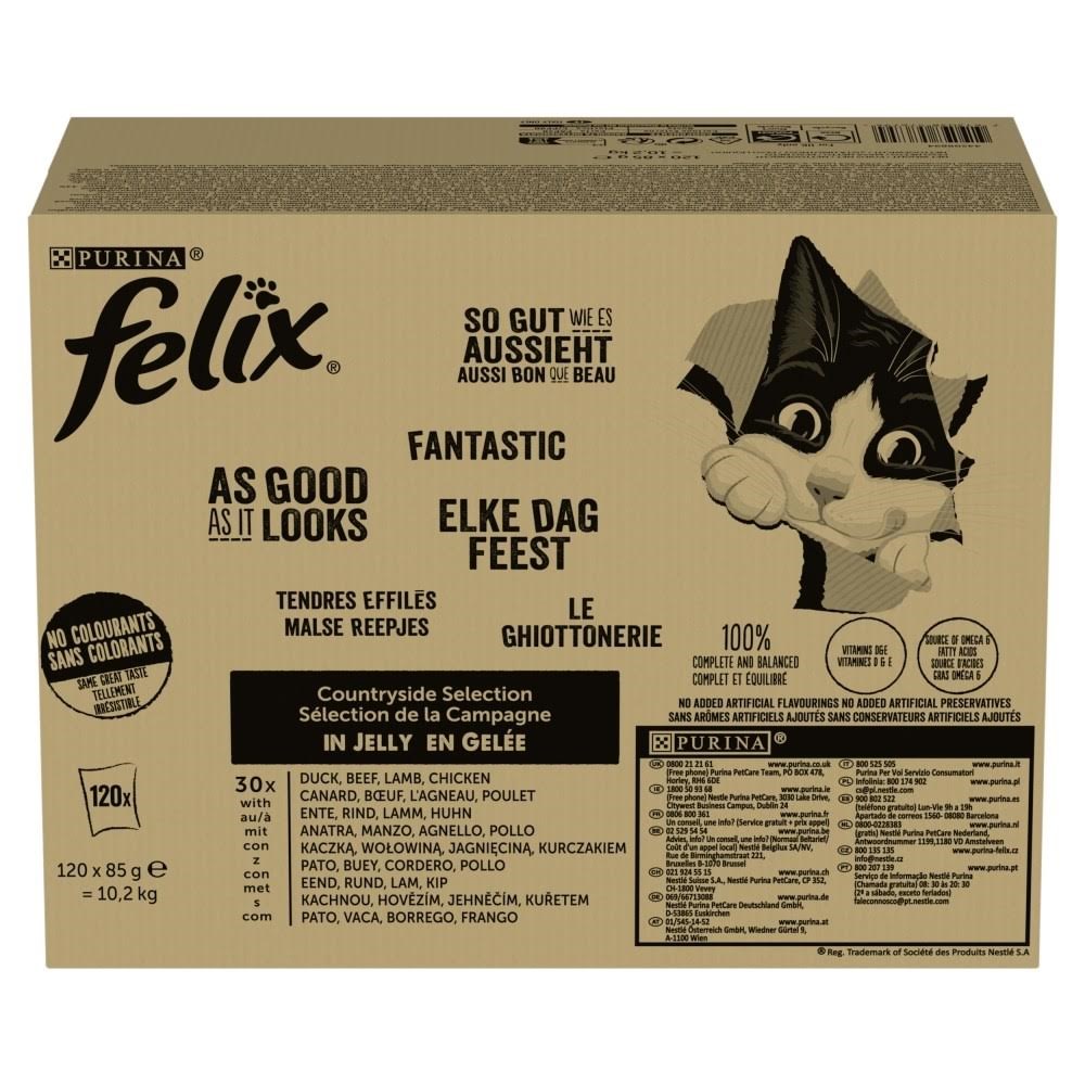 Purina Felix Udvalg fra landet - vådfoder til kat - 120x85g Katteudstyr 7613038576794