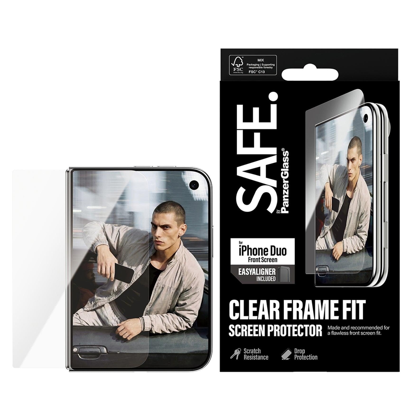 SAFE by PanzerGlass Screen Protector Apple iPhone Duo | Ultra-Wide Fit m. EasyAligner (sub-screen) Beskyttelsesglas SA78528