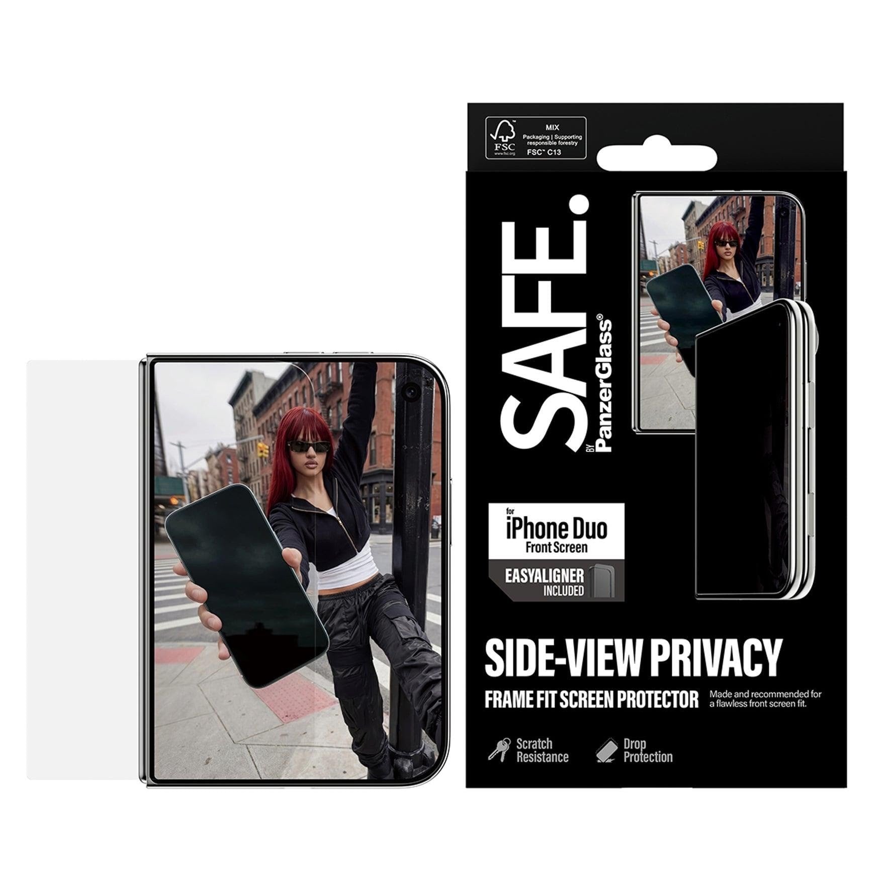 SAFE by PanzerGlass 2-Way Privacy Screen Protector Apple iPhone Duo | Ultra-Wide Fit m. EasyAligner (sub-screen)