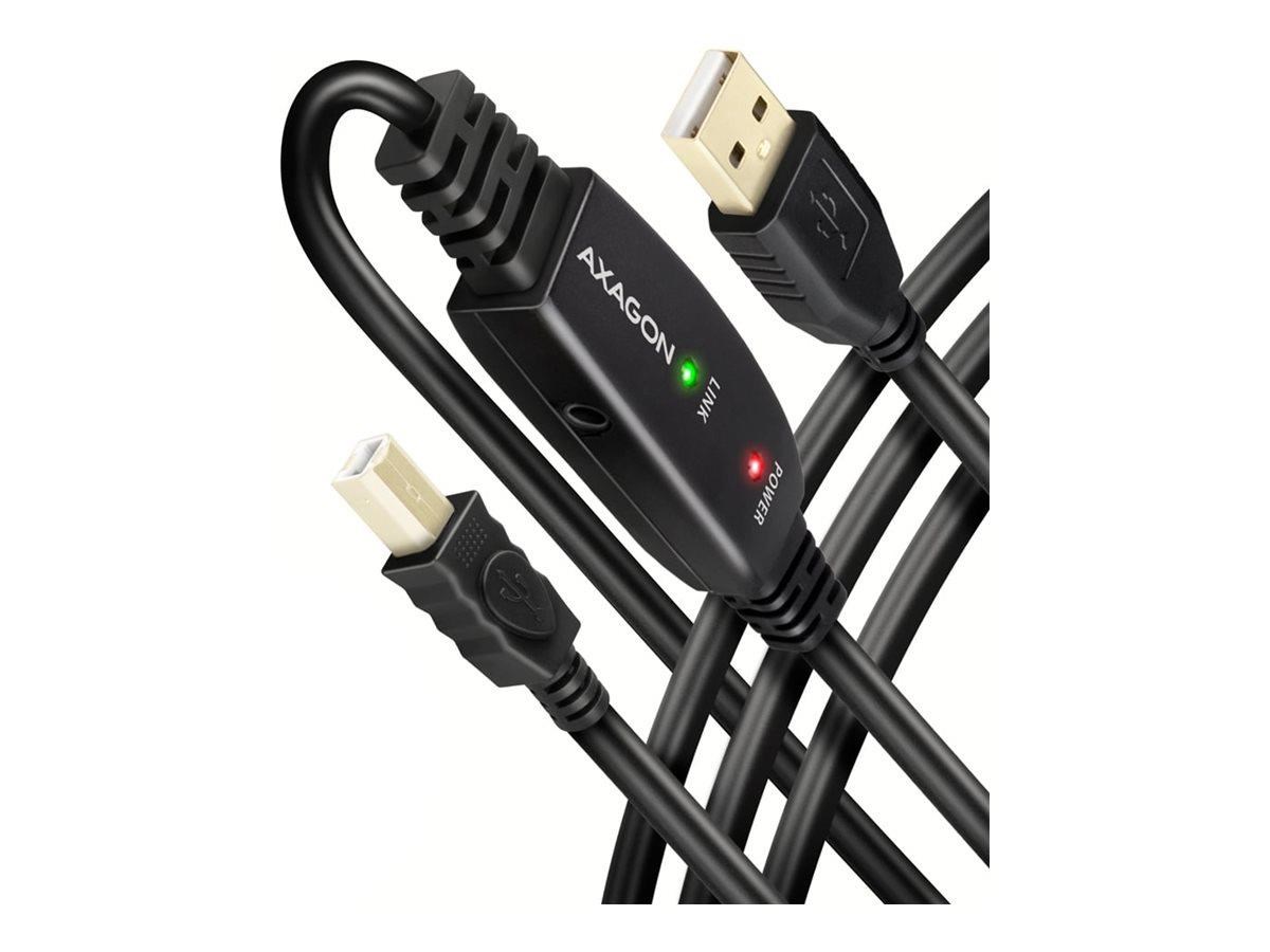 AXAGON ADR-215B - USB-kabel - USB til USB Type B - 15 m Usb Kabel Sort