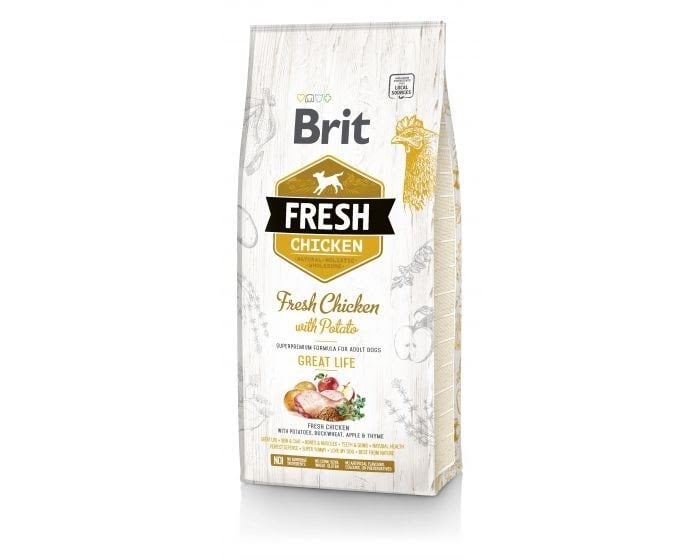 Brit Fresh 12kg Adult Apple Buckwheat Chicken Potato Hundeudstyr 8595602530731