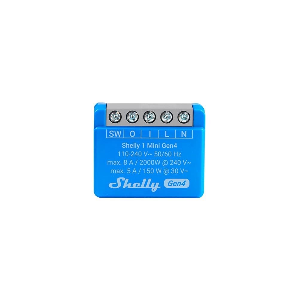 Shelly 1 Mini Gen4 - WiFI & Zigbee relæ med potentialfrit kontaktsæt (230VAC)