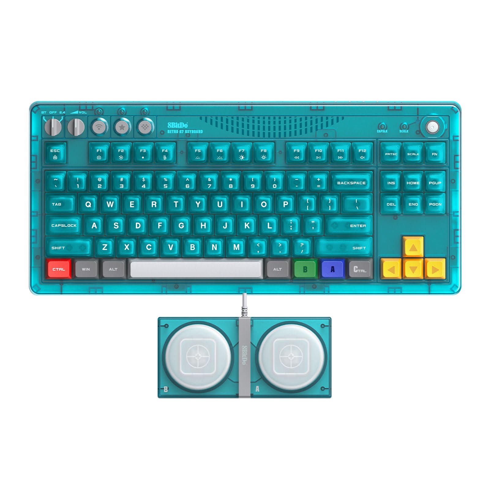 8BitDo Mechanical Keyboard - Clear Blue - Gaming Tastatur - US International - Blå