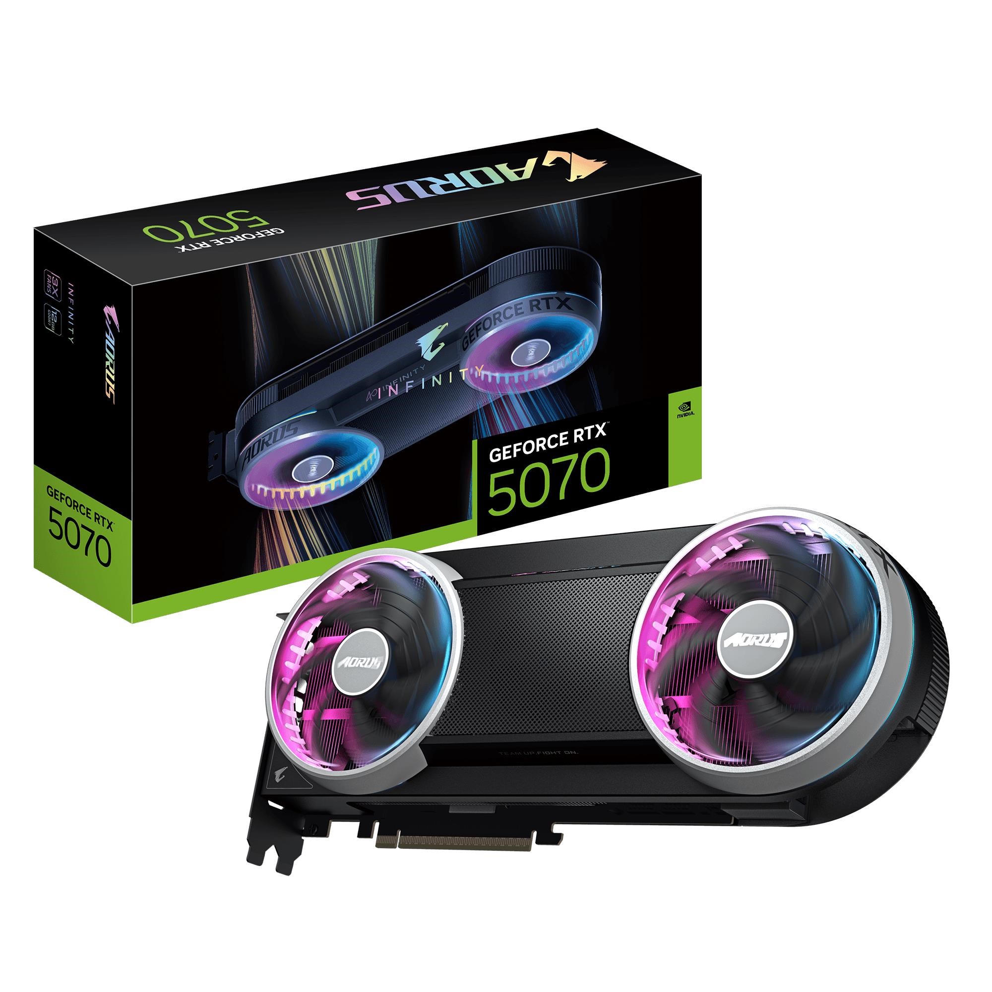 GIGABYTE GeForce RTX 5070 AORUS INFINITY - 12GB GDDR7 RAM - Grafikkort Grafikkort Sort GV-N5070AORUS IF-12GD