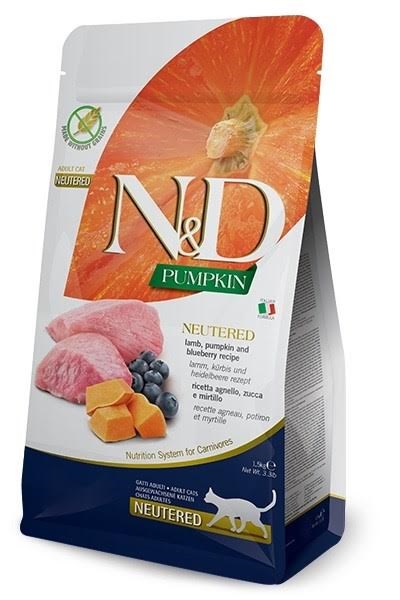 Farmina N&D Pumpkin Cat Lamb and Blueberry Steriliseret voksen - tør kattefoder - 1.5 kg