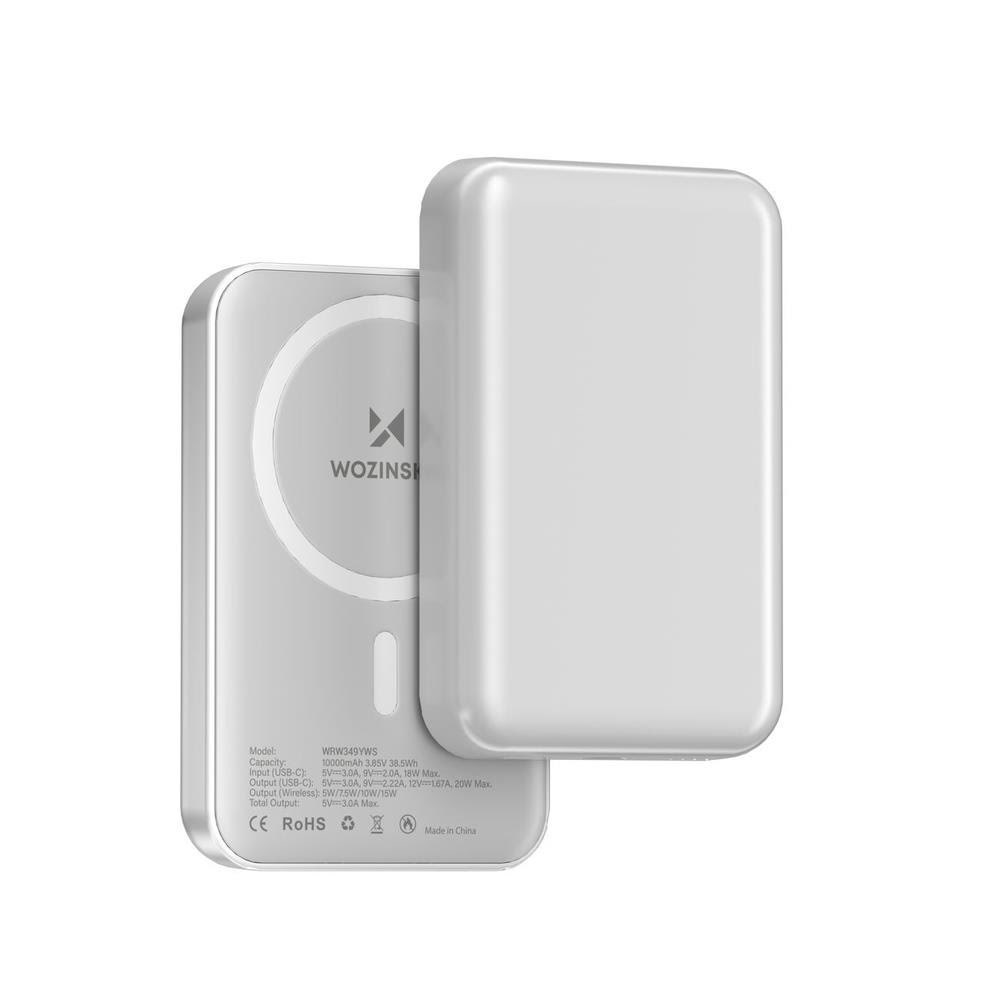 Wozinsky WRW349YWS 10000 mAh Magnetic Power Bank - White - 10000 mAh Powerbank Hvid 5907769366093