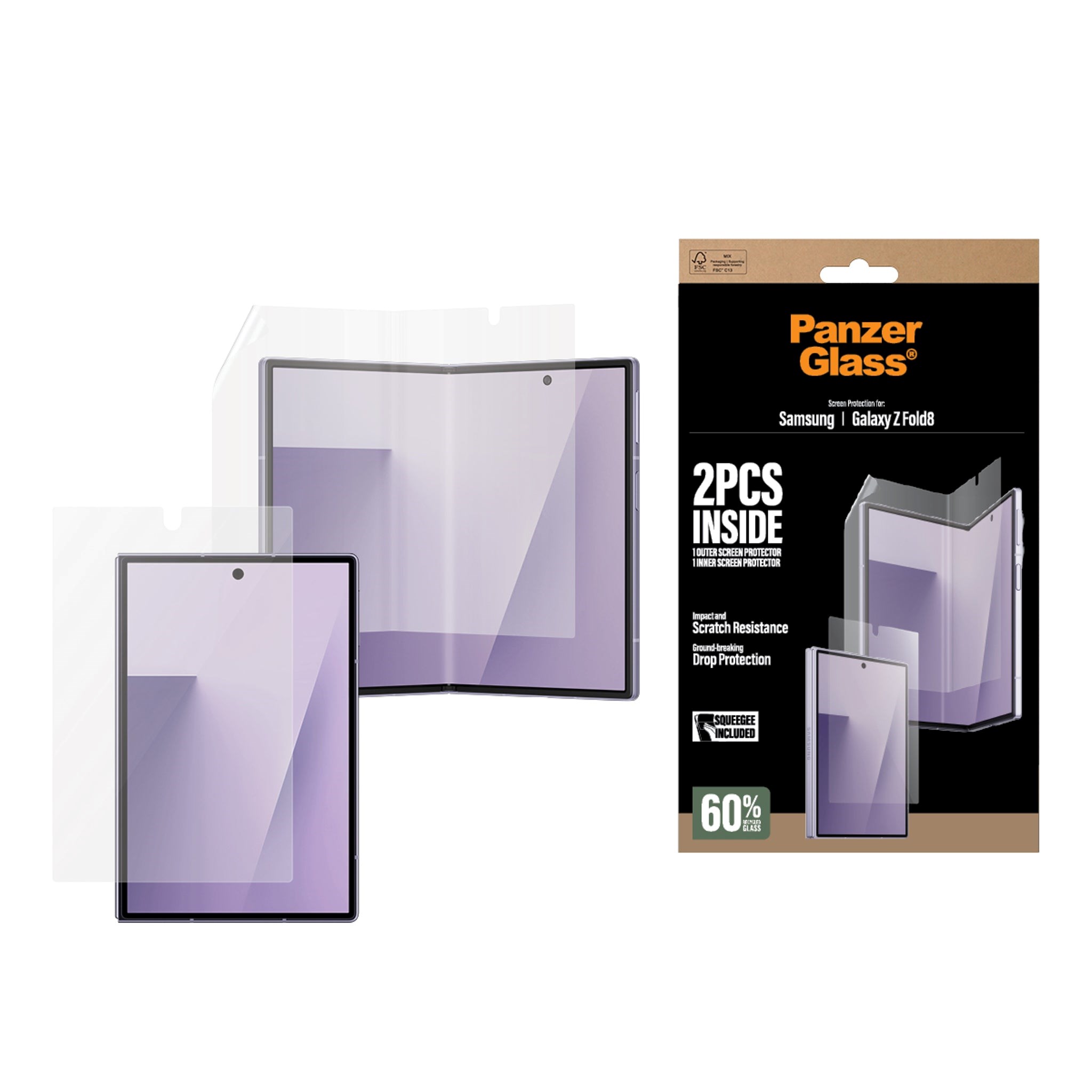 PanzerGlass Sub Screen Protector & Main Film Screen Protector Samsung Galaxy Z Fold8 | Classic Fit