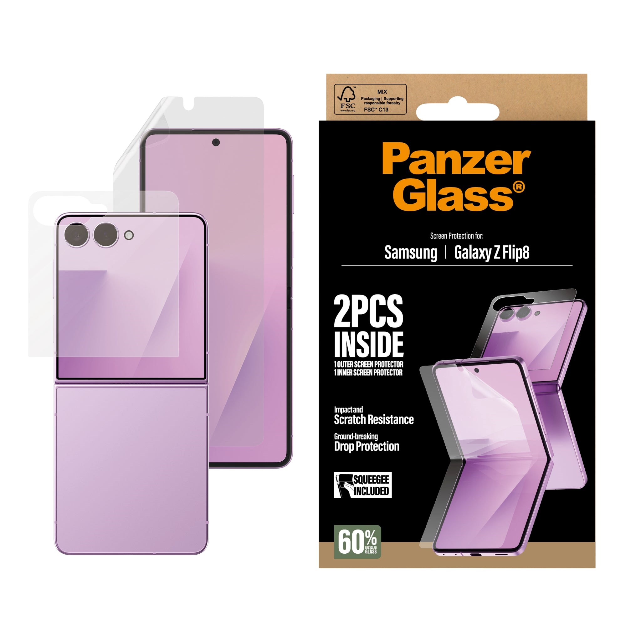 PanzerGlass Screen Protector Samsung Galaxy Z Flip8 | Glass & Film Beskyttelsesglas PG65143