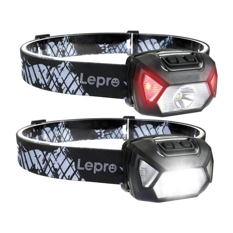 Lepro Sæt med 2 LEPRO 320014-2 pandelamper, 2000 lm Lommelygte