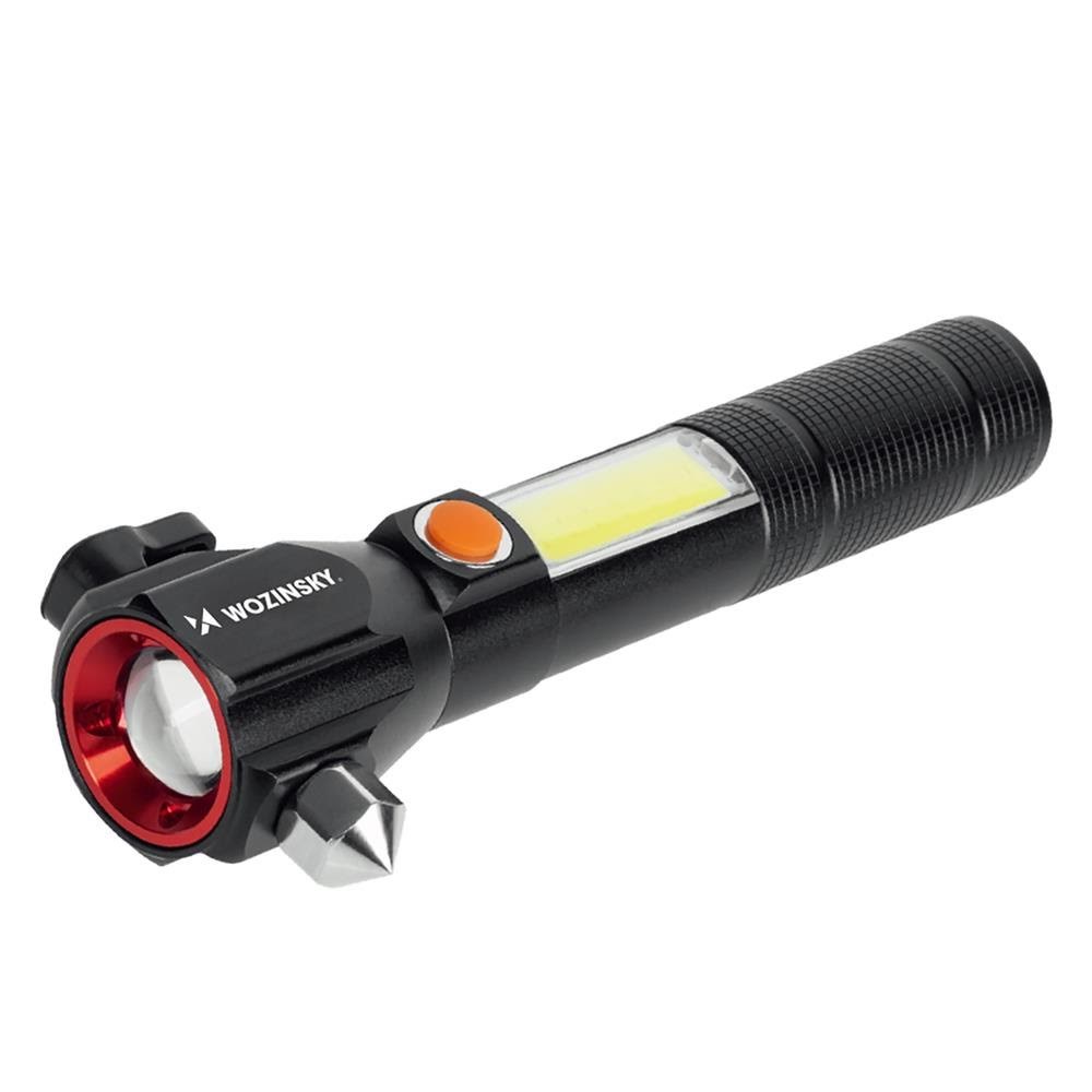 Wozinsky WLR-31 5W 500lm CREE 3-in-1 Multifunction Flashlight with Glass Breaker and Seat Belt Cutter - Black Lommelygte 5907769388941