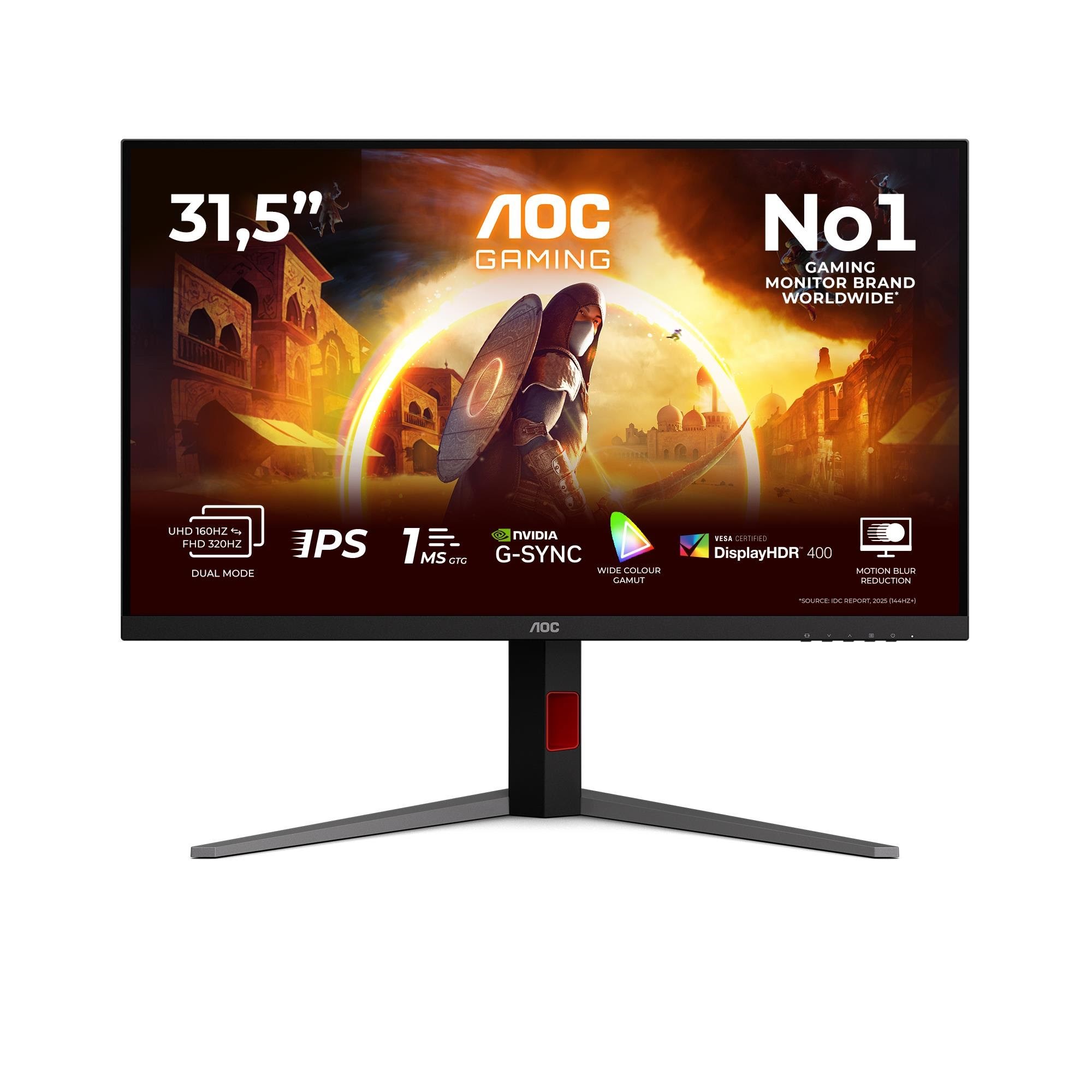 32" AOC G4 U32G4U 31.5" 160Hz 3840x2160 Fast IPS Computerskærm Black
