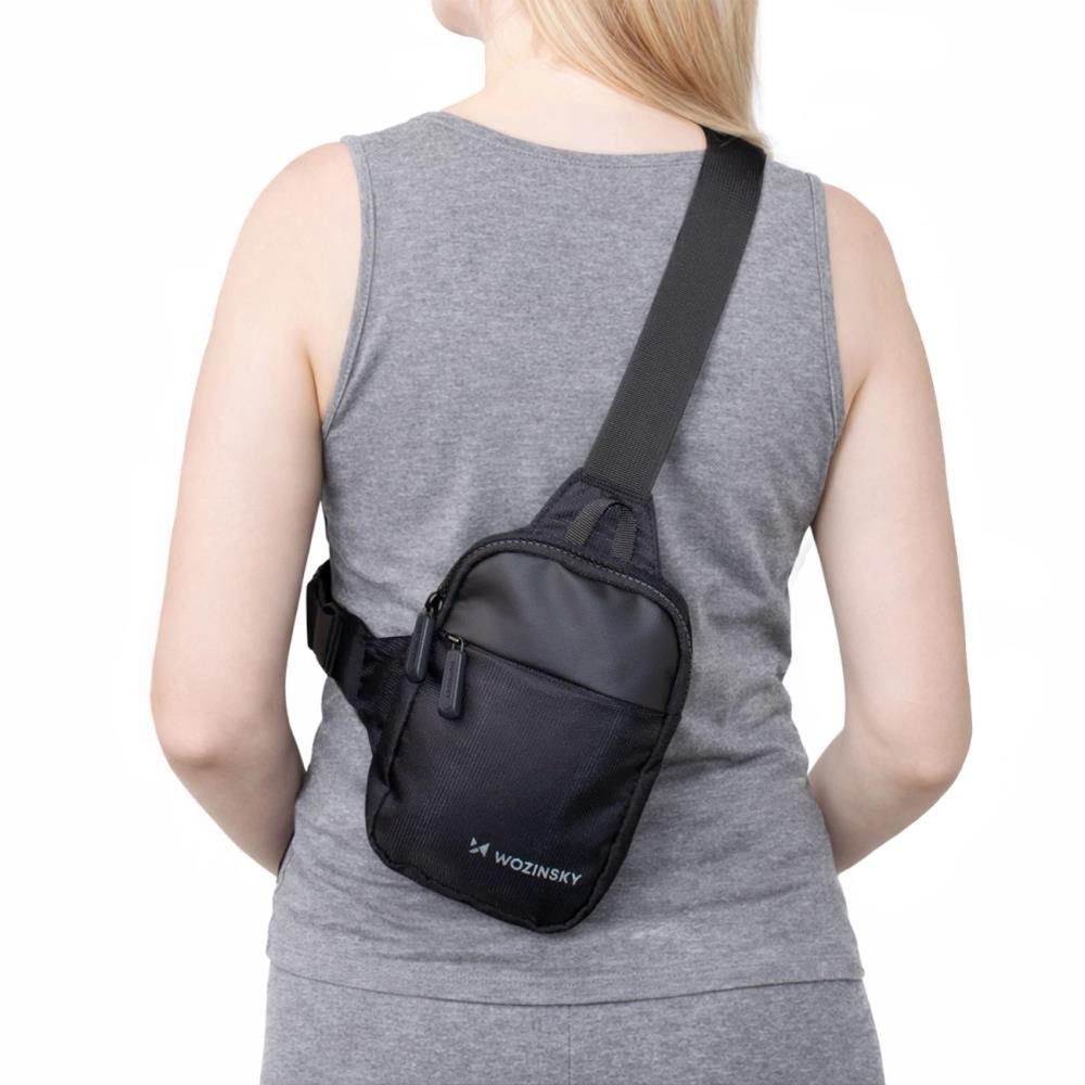 Wozinsky WMS-W1 Unisex mini skuldertaske vandtæt med dobbelt rum til telefon - Sort