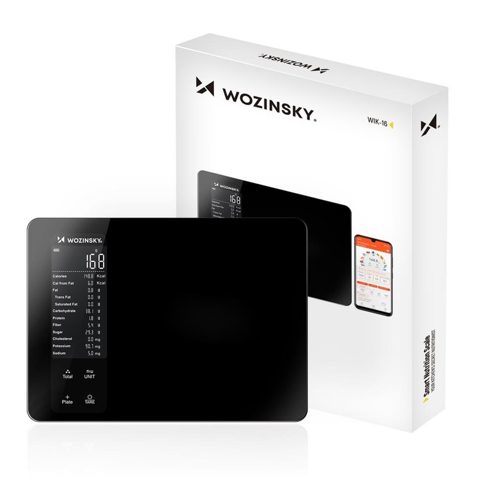 Wozinsky Køkkenvægt WIK-16 Smart køkkenvægt med digitalt display, Bluetooth-app - Sort