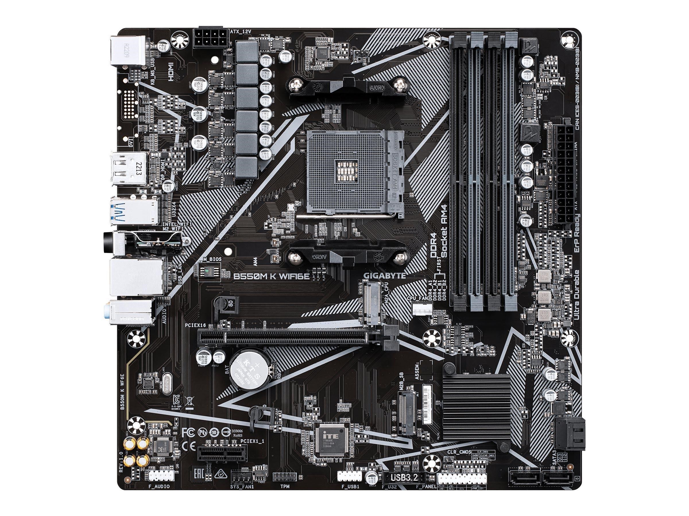 GIGABYTE B550M K WIFI6E Bundkort - AMD B550 - AMD AM4 - DDR4 RAM - Micro-ATX Bundkort B550M K WF6E