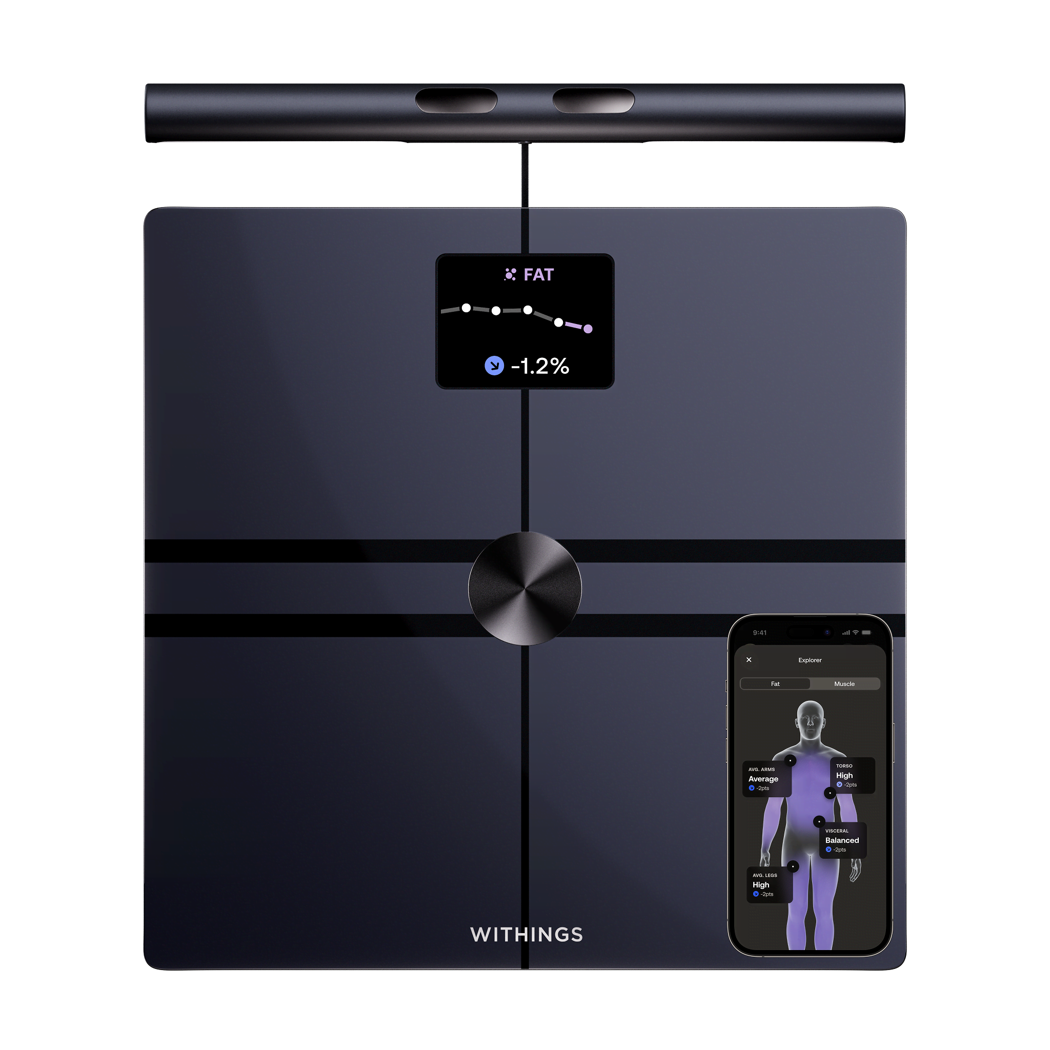 Withings Analysevægt BodyFit - Black Mørkegrå Badevægt WBS16-Black-All-Int